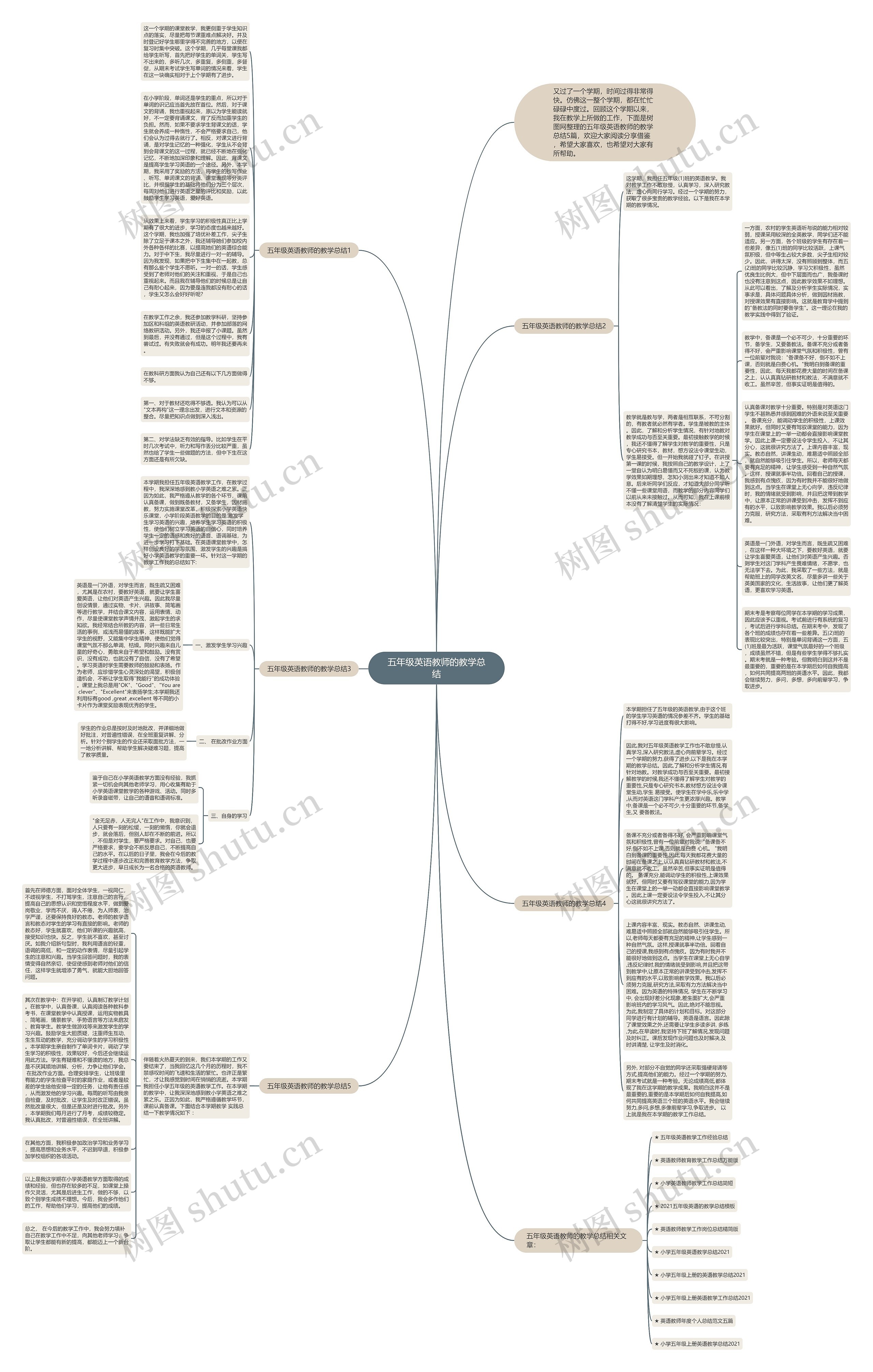 五年级英语教师的教学总结思维导图