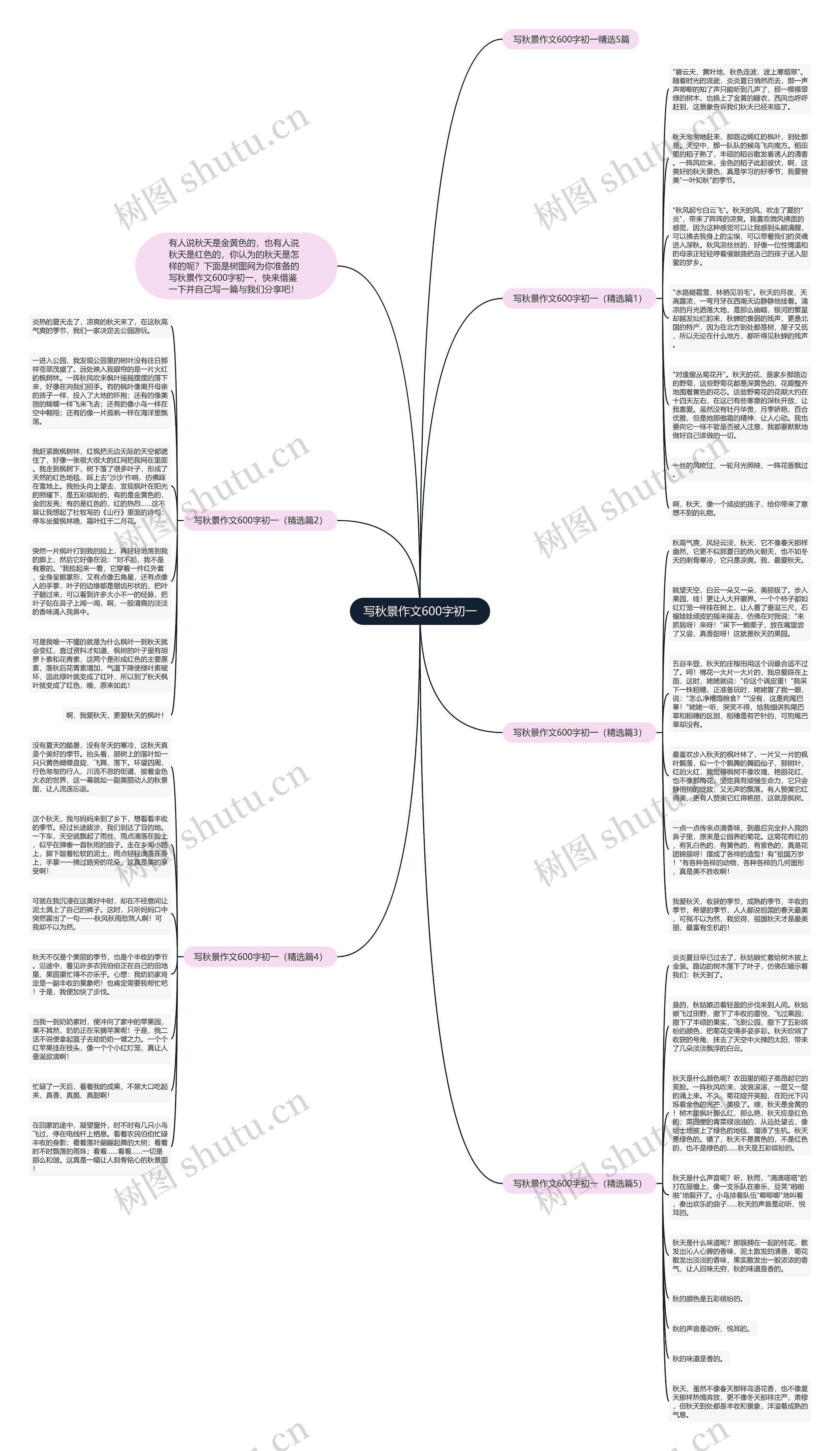 写秋景作文600字初一思维导图