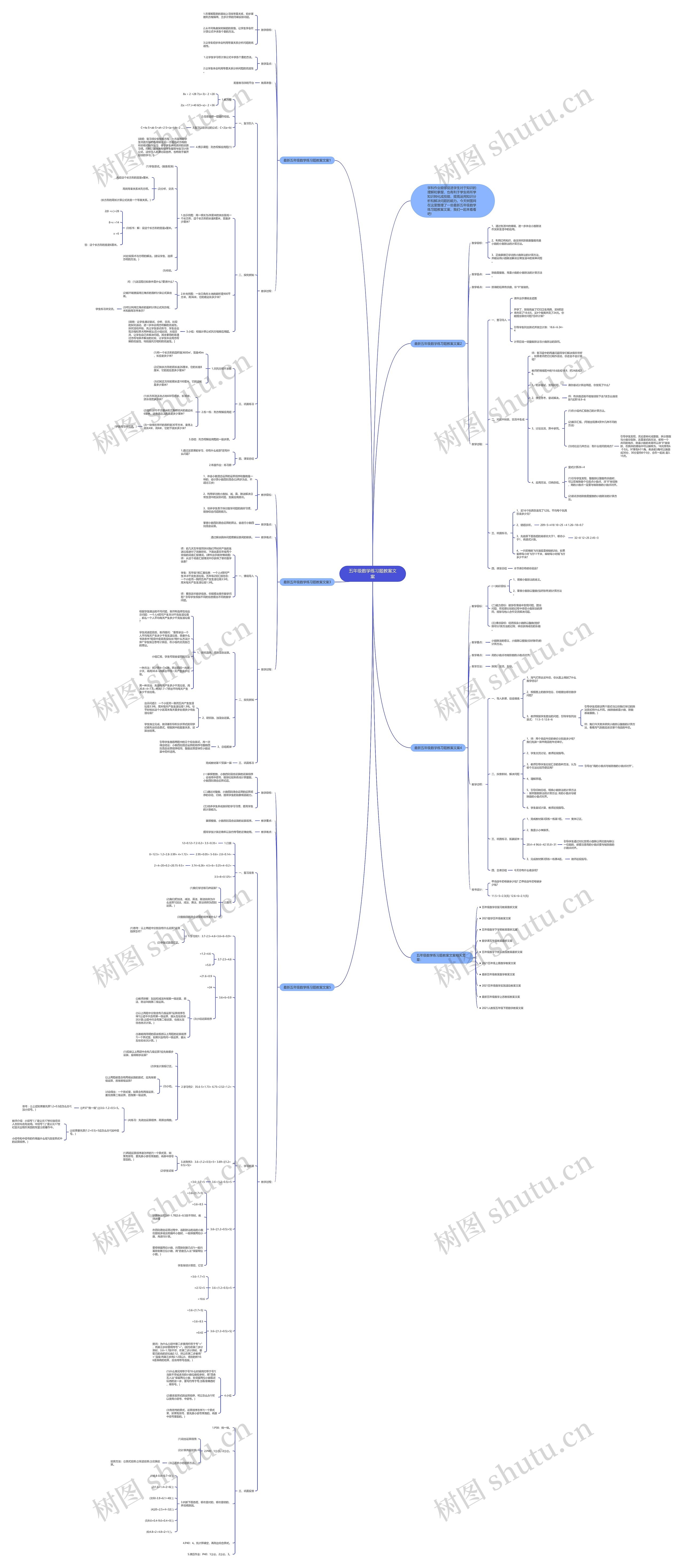 五年级数学练习题教案文案思维导图