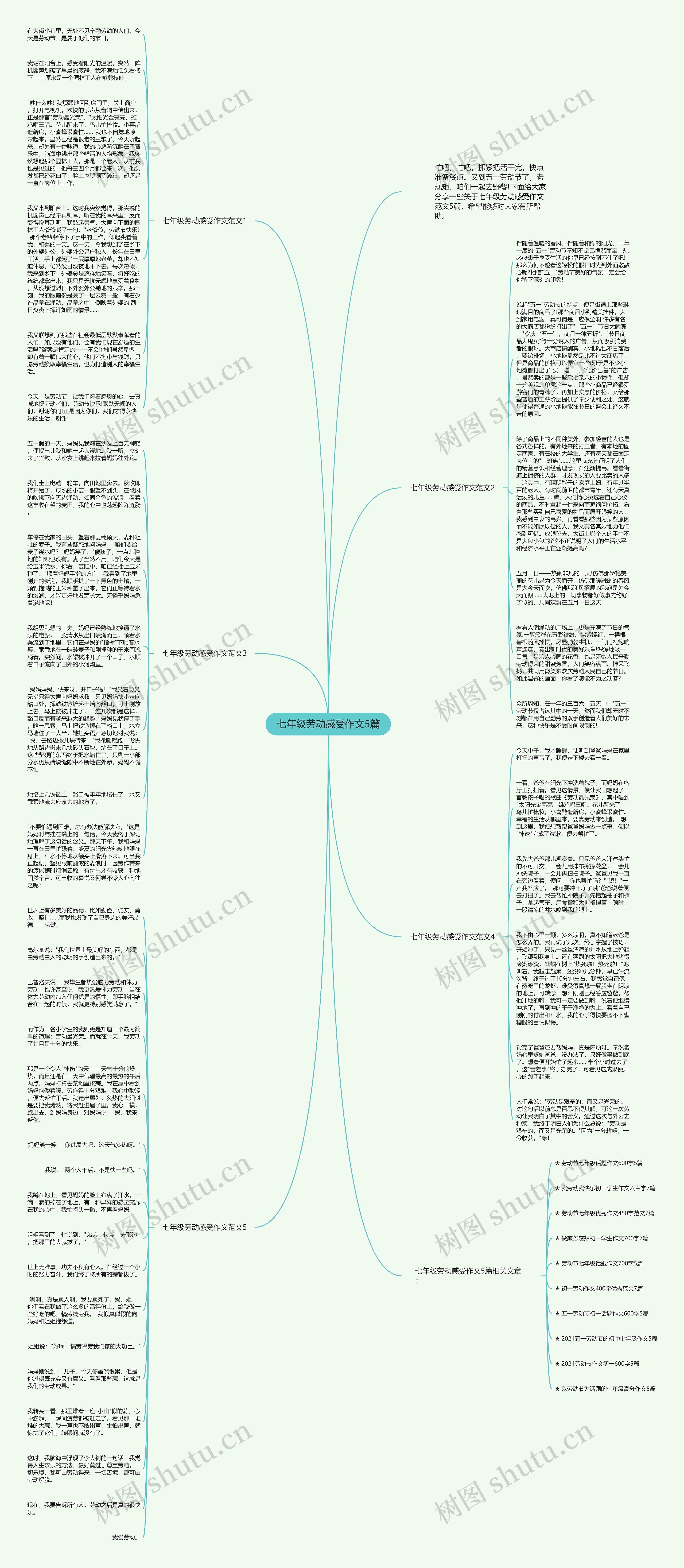 七年级劳动感受作文5篇思维导图