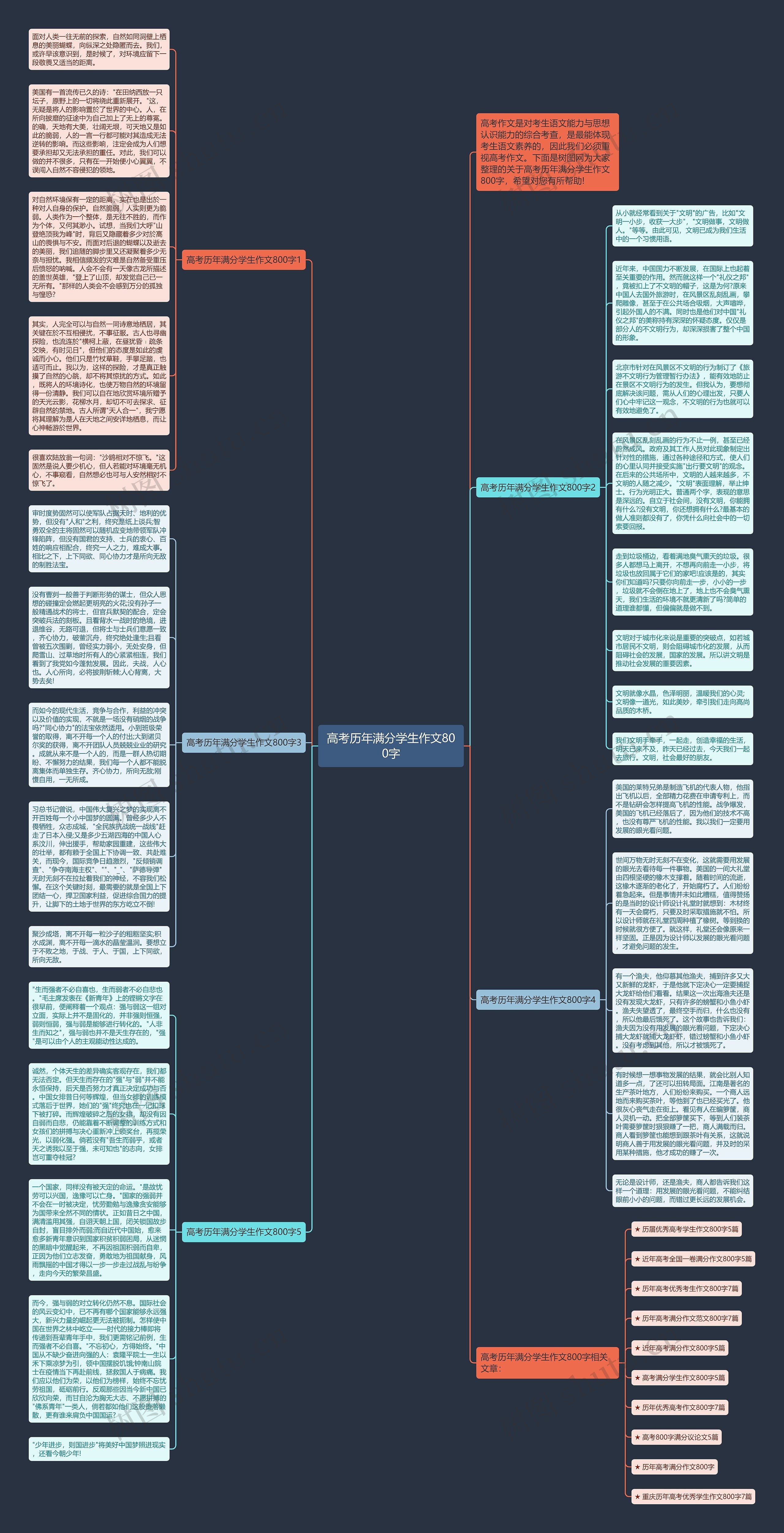 高考历年满分学生作文800字思维导图