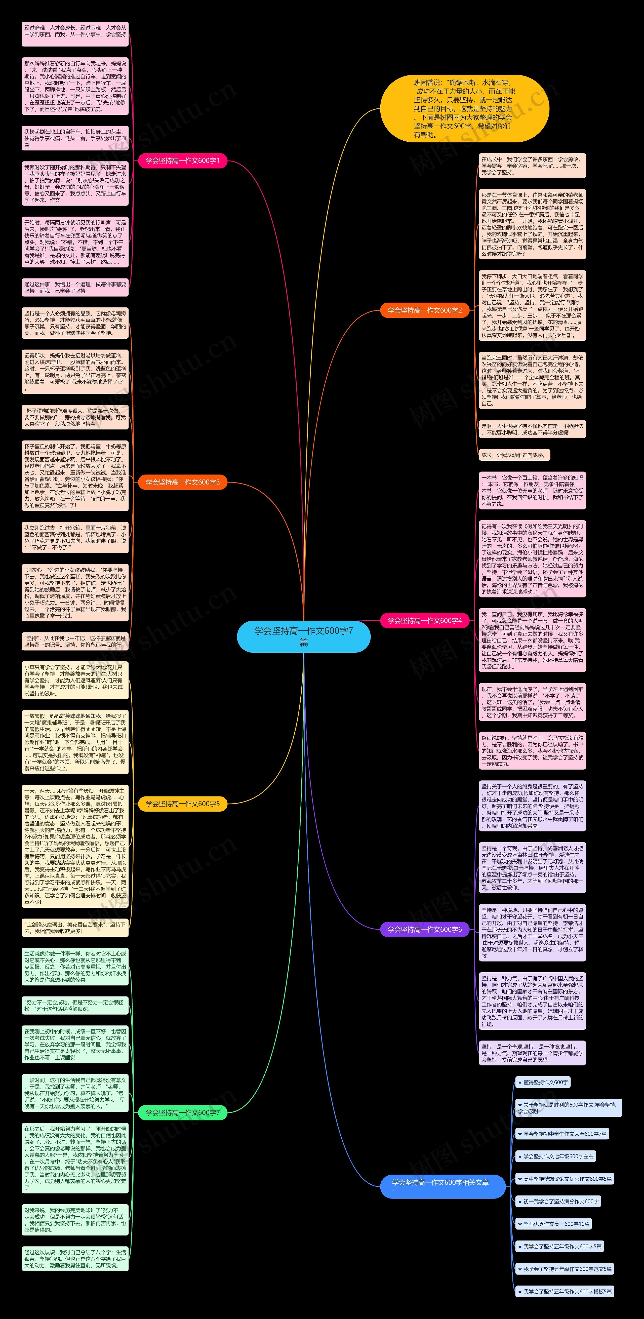 学会坚持高一作文600字7篇思维导图