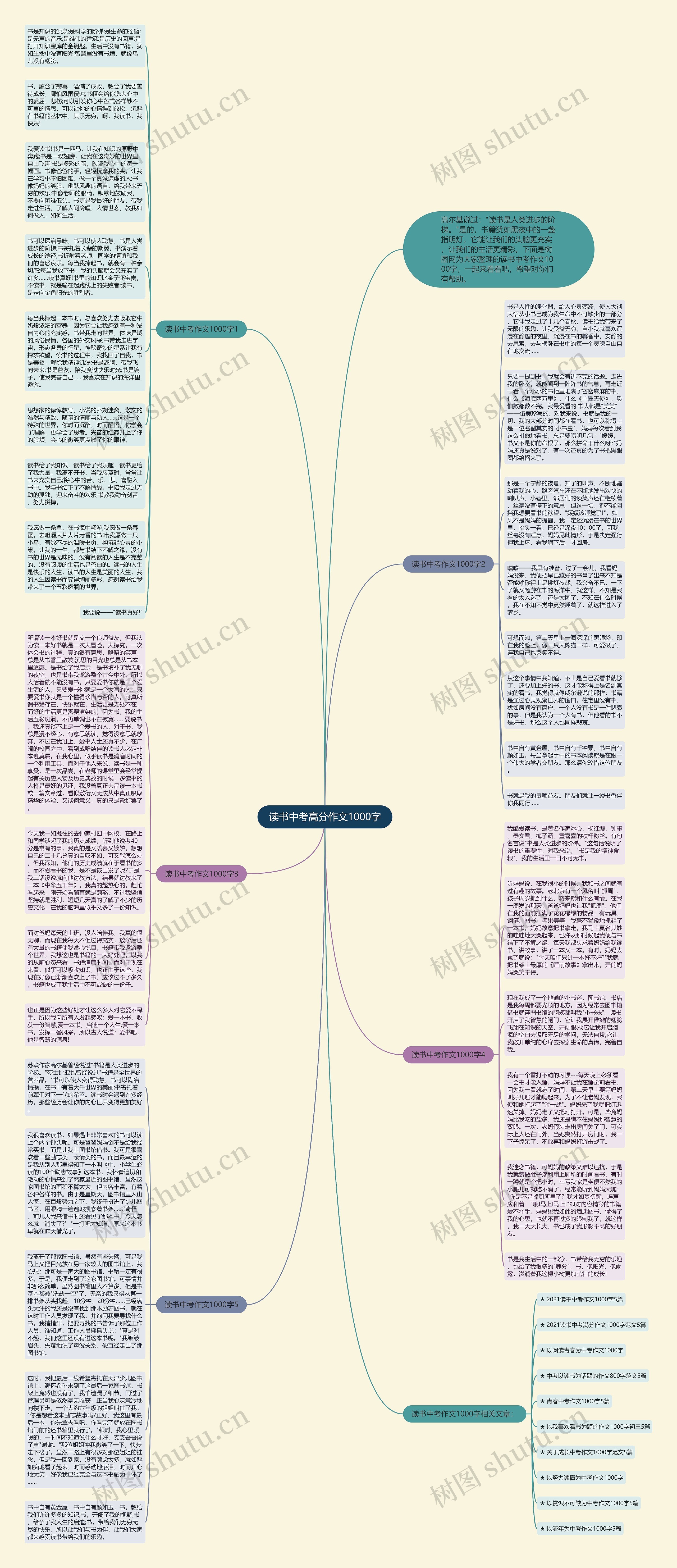 读书中考高分作文1000字思维导图
