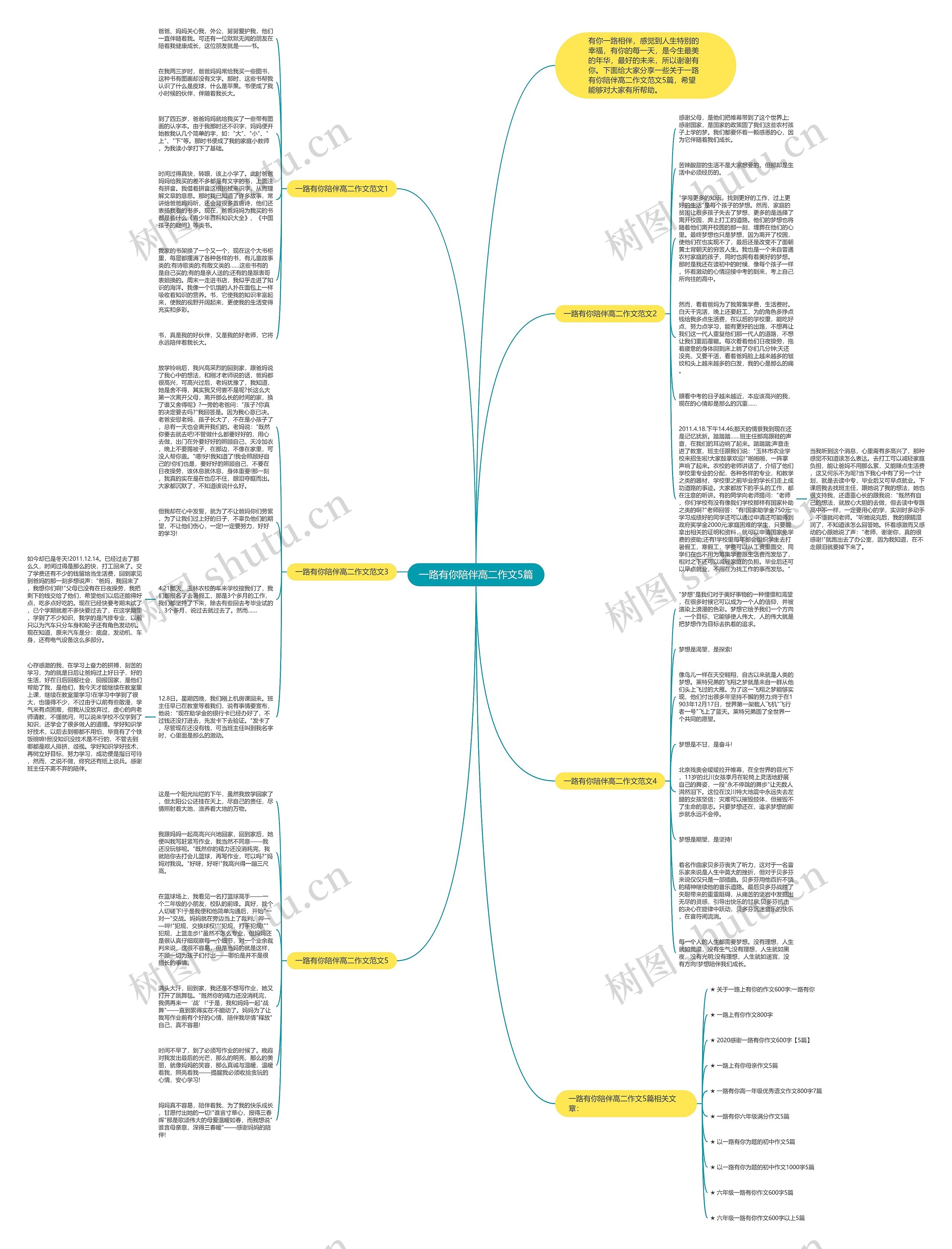 一路有你陪伴高二作文5篇思维导图