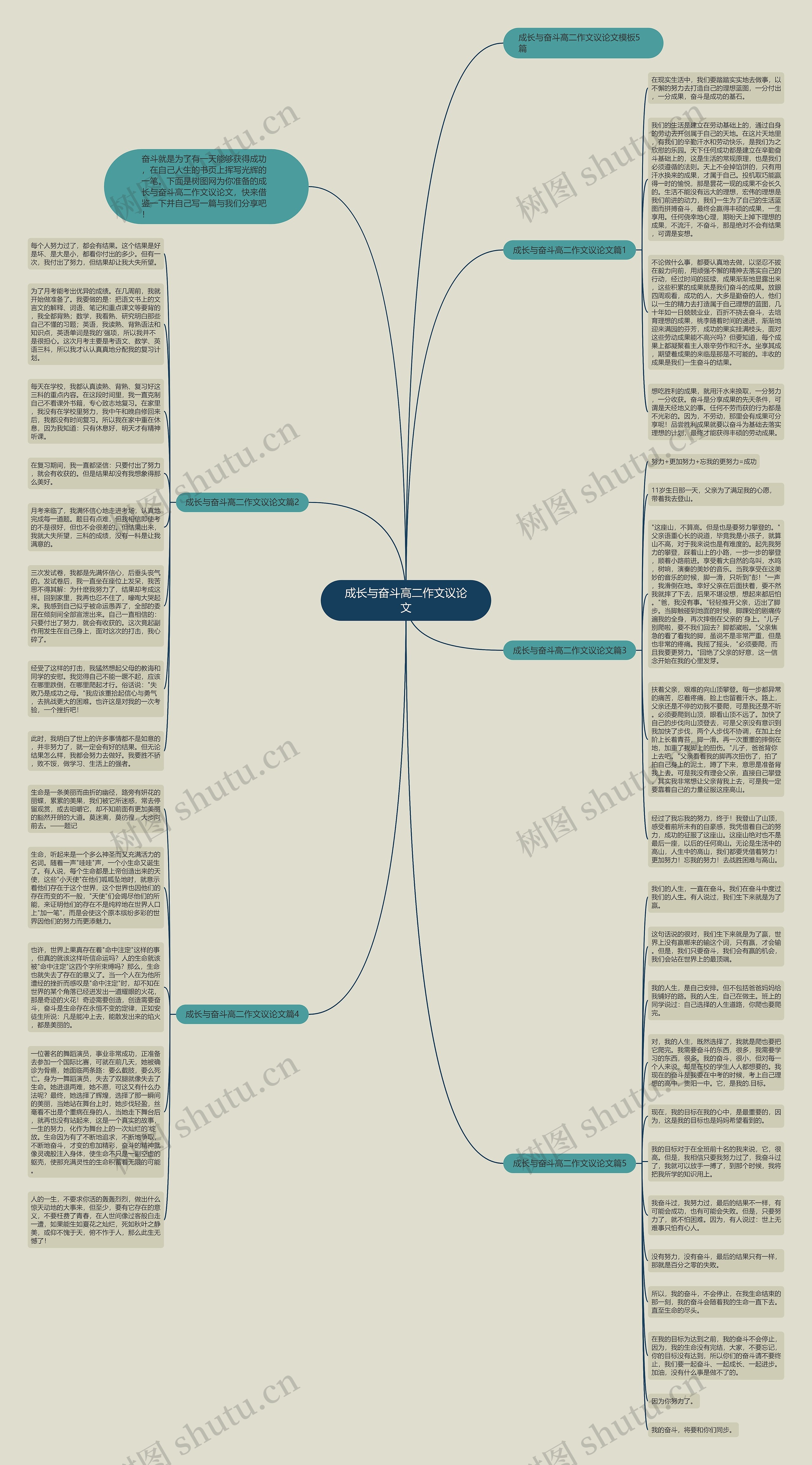成长与奋斗高二作文议论文思维导图