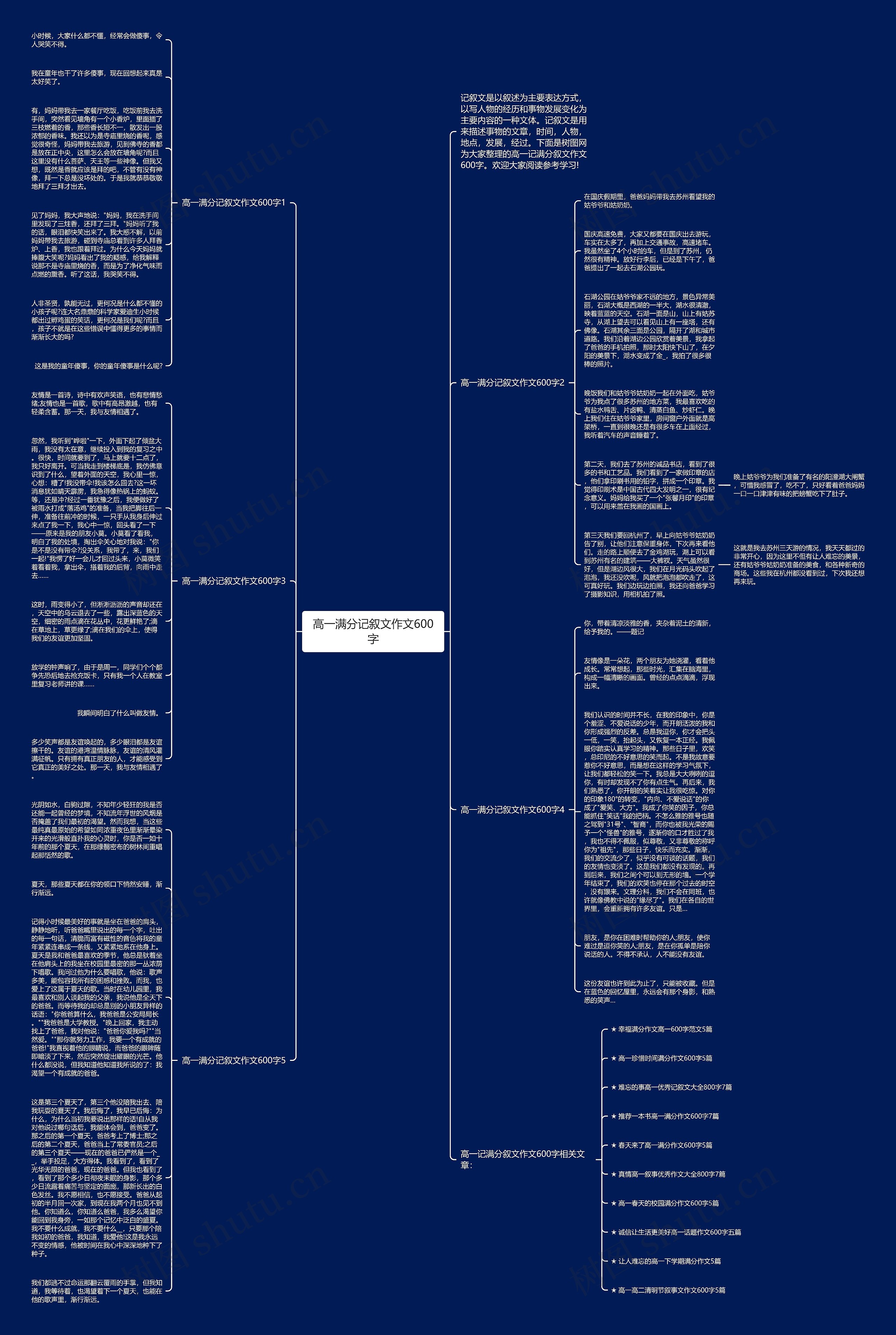 高一满分记叙文作文600字思维导图