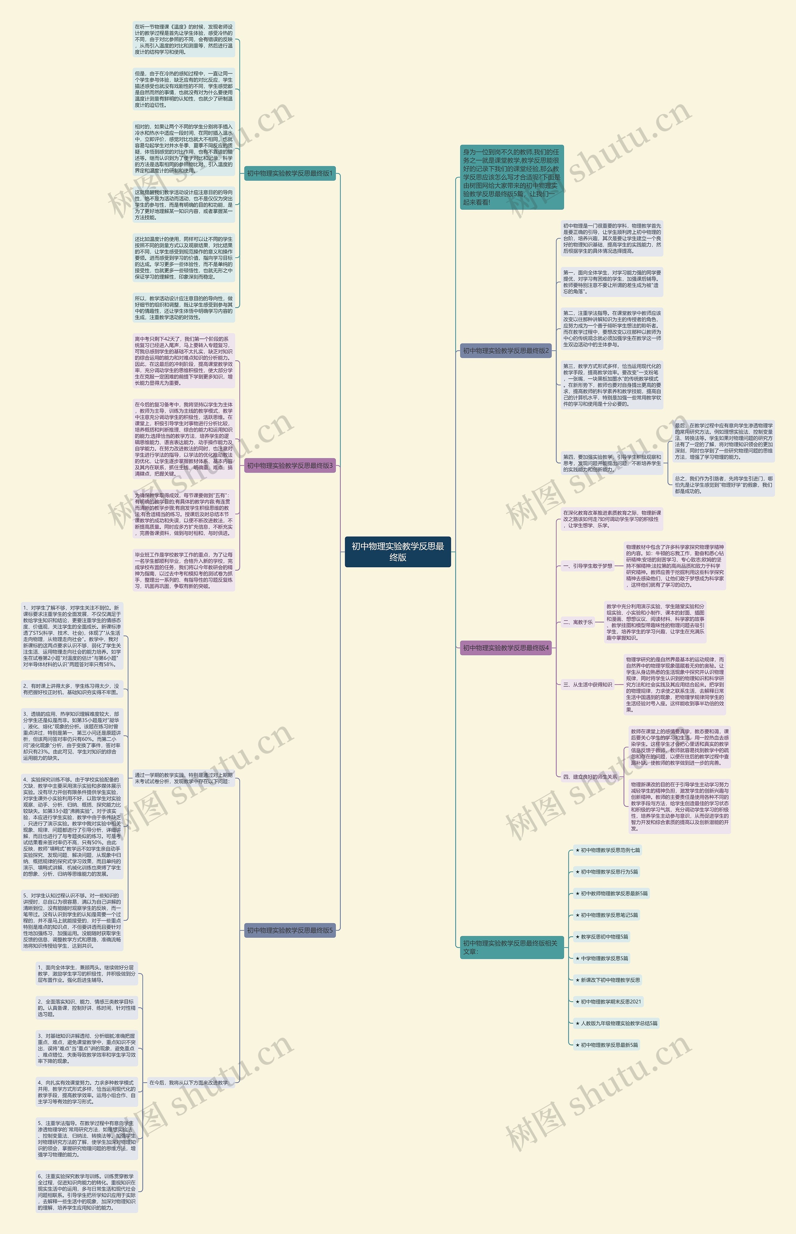 初中物理实验教学反思最终版思维导图