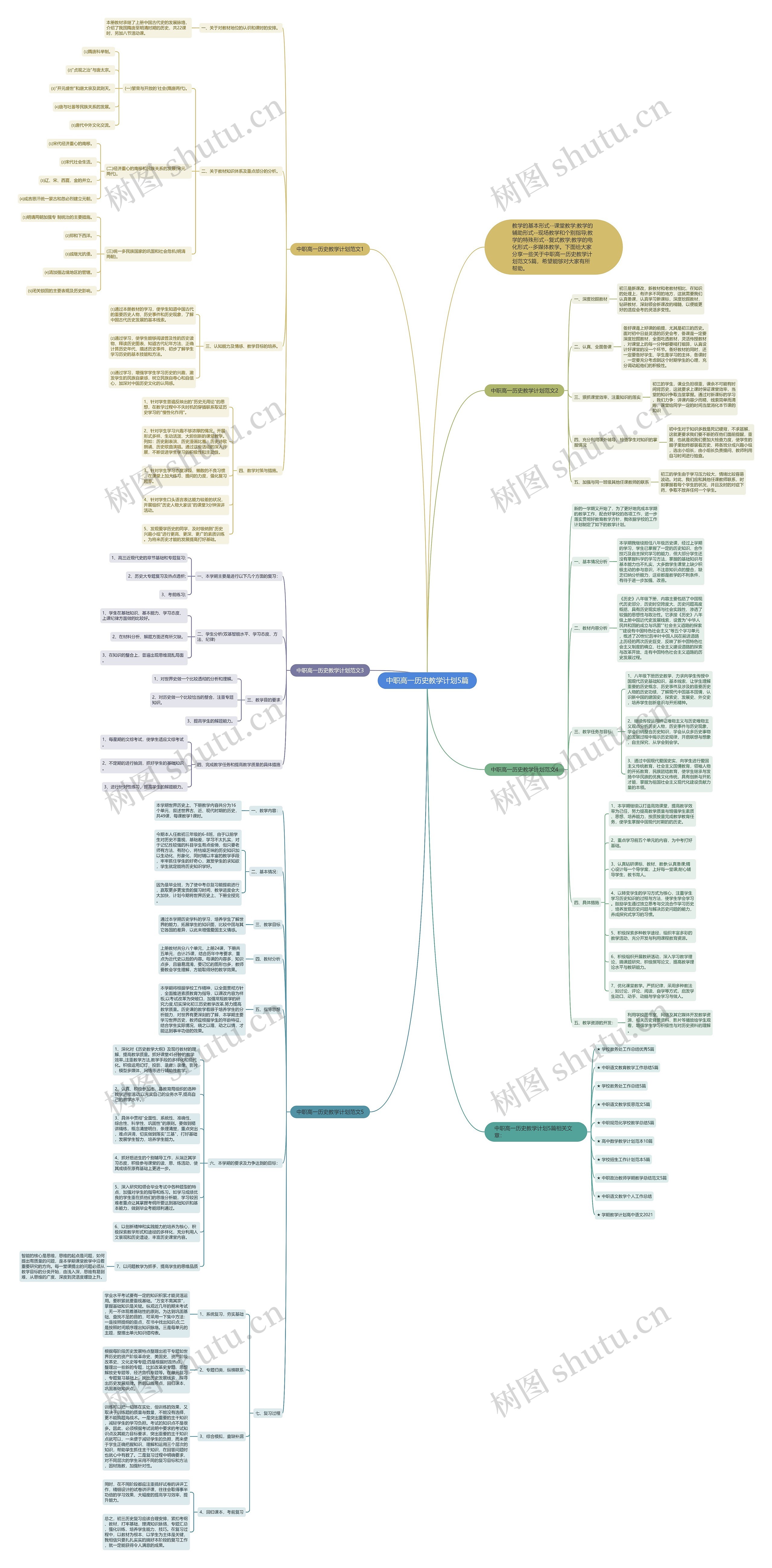 中职高一历史教学计划5篇思维导图