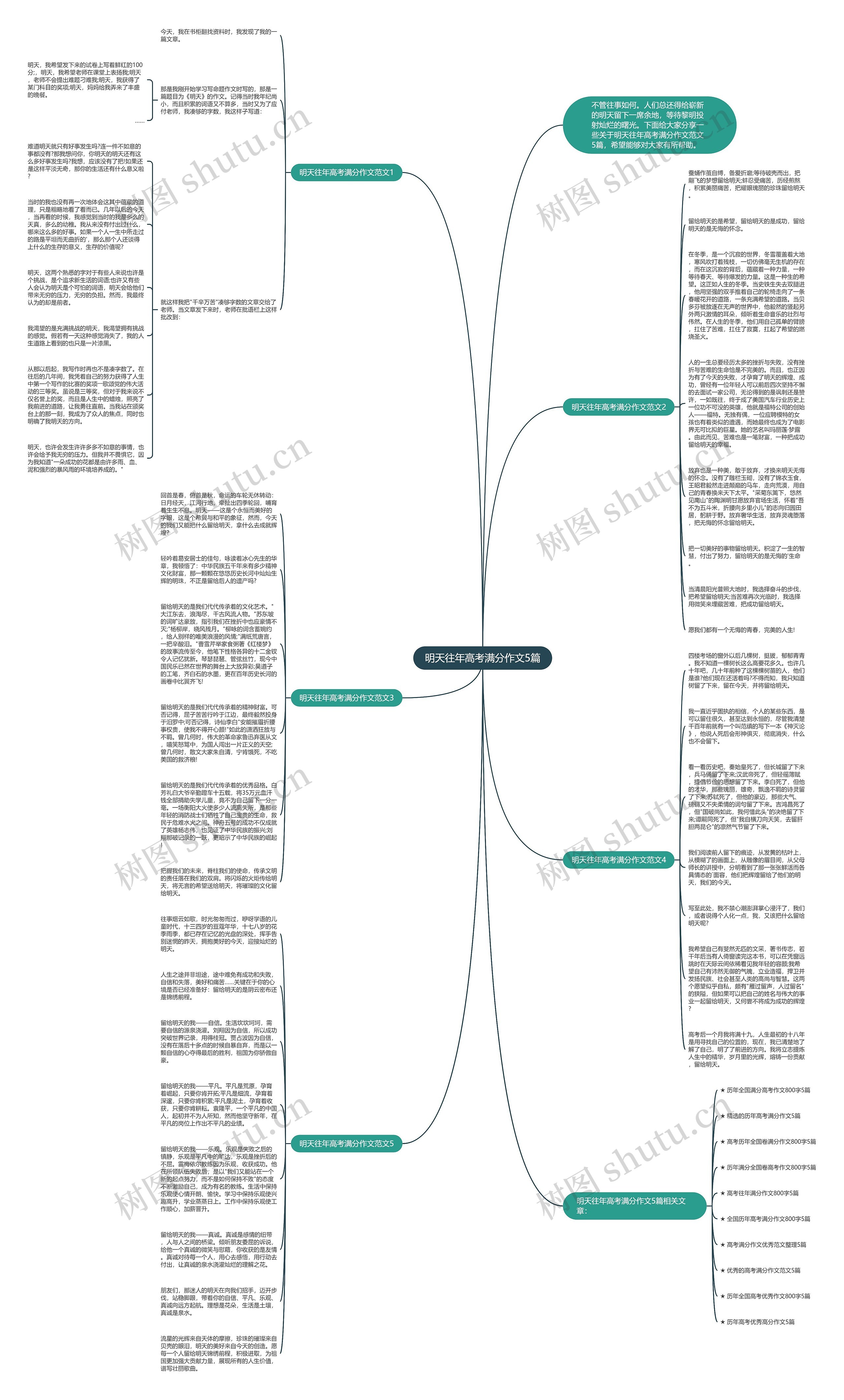 明天往年高考满分作文5篇思维导图