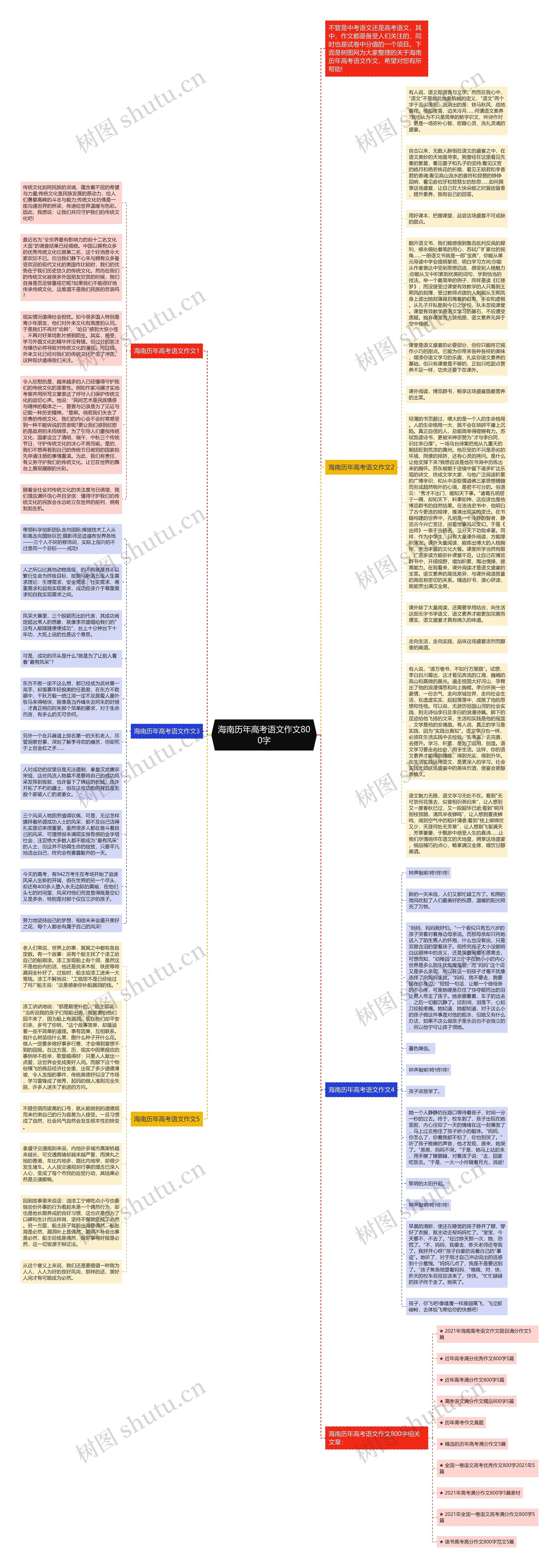 海南历年高考语文作文800字思维导图