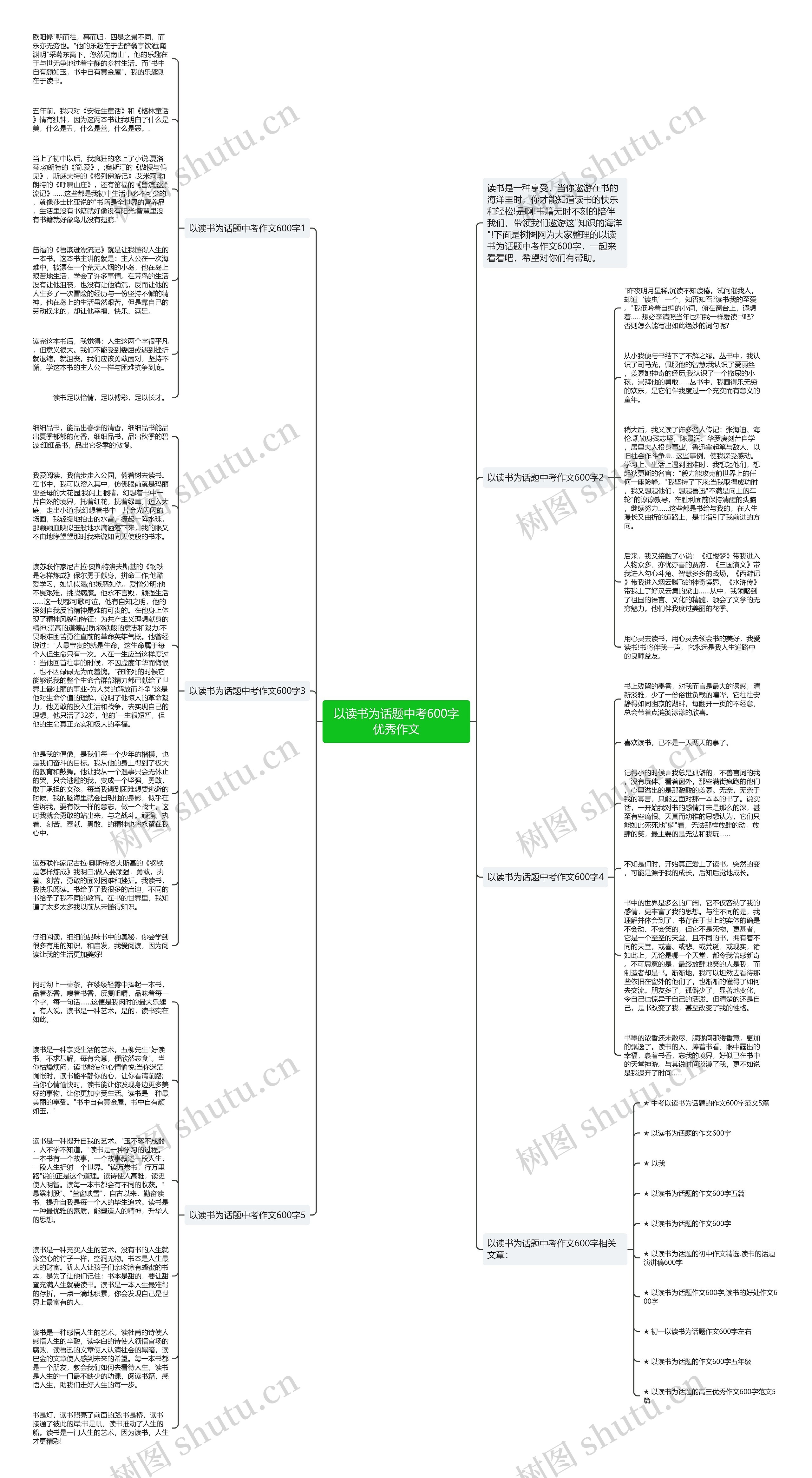 以读书为话题中考600字优秀作文思维导图