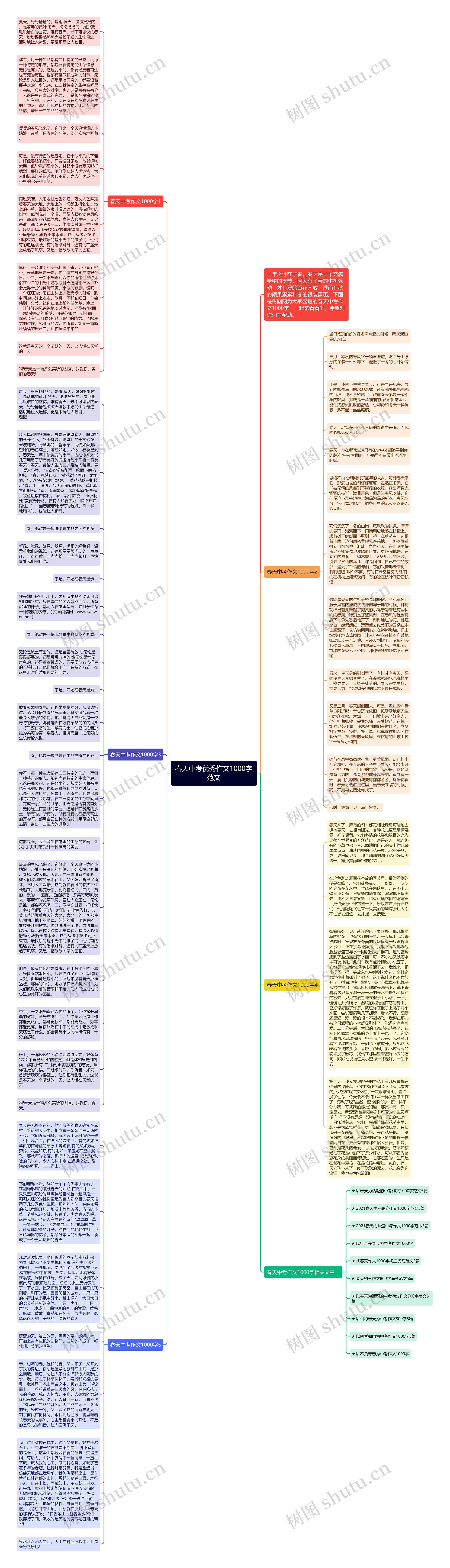 春天中考优秀作文1000字范文思维导图