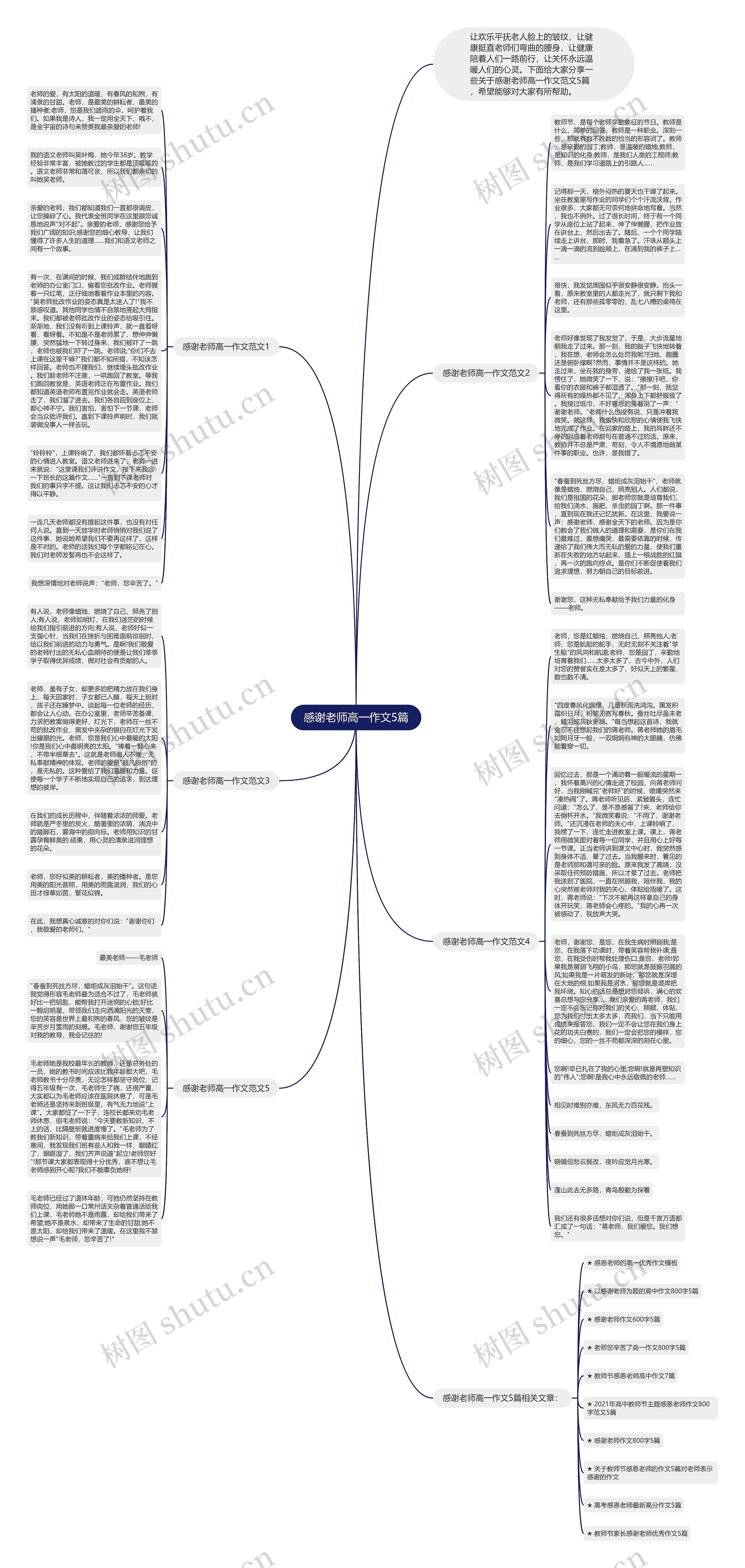 感谢老师高一作文5篇思维导图