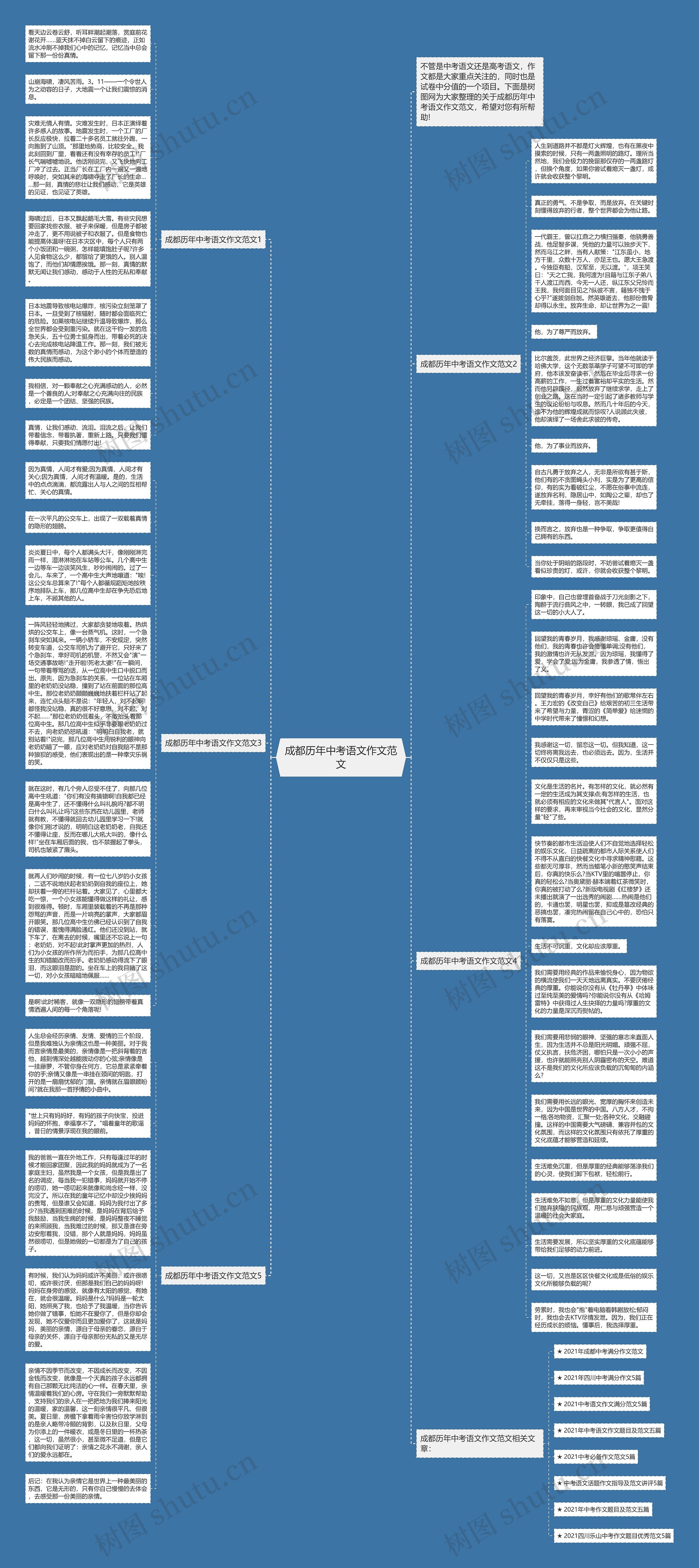 成都历年中考语文作文范文思维导图