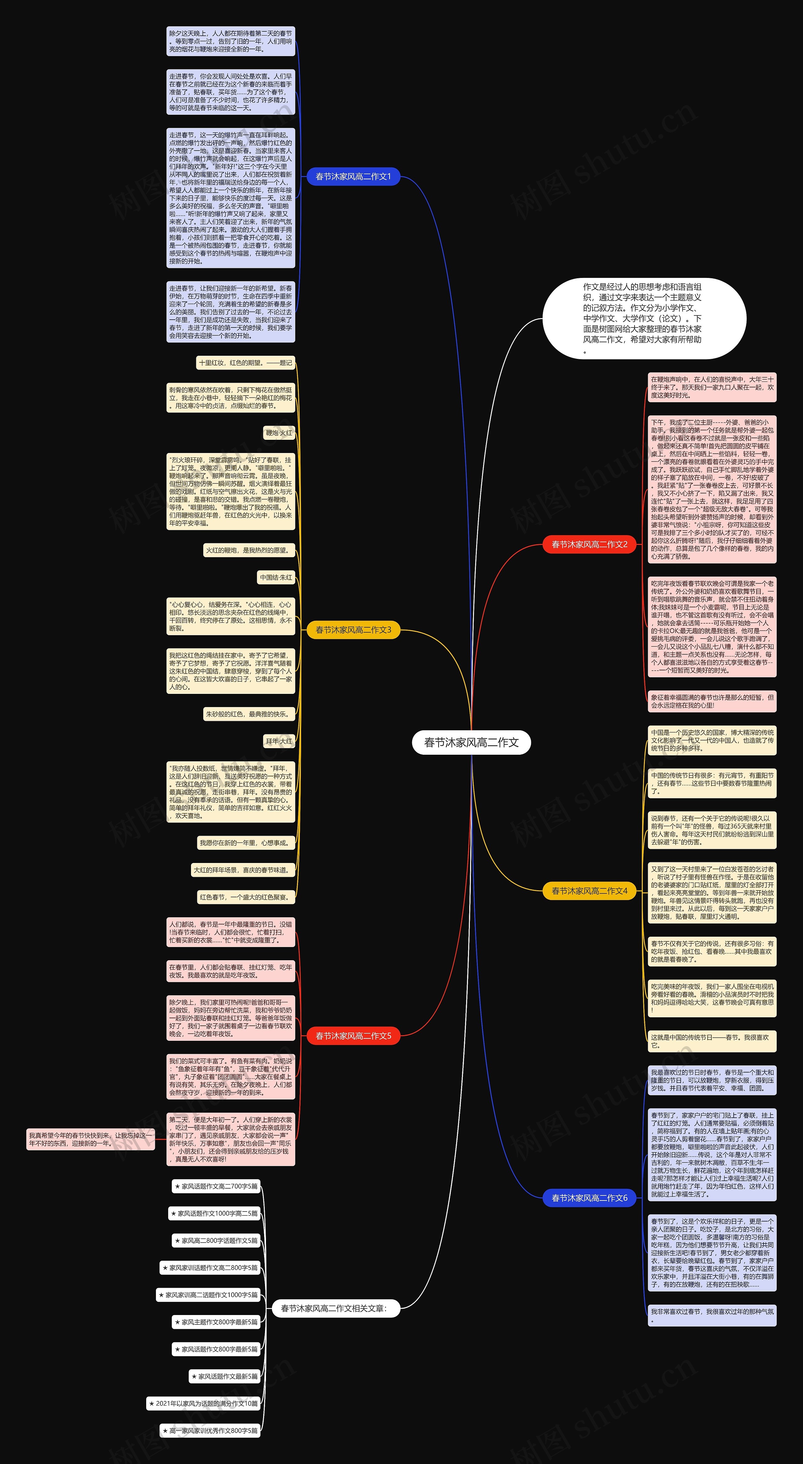 春节沐家风高二作文思维导图