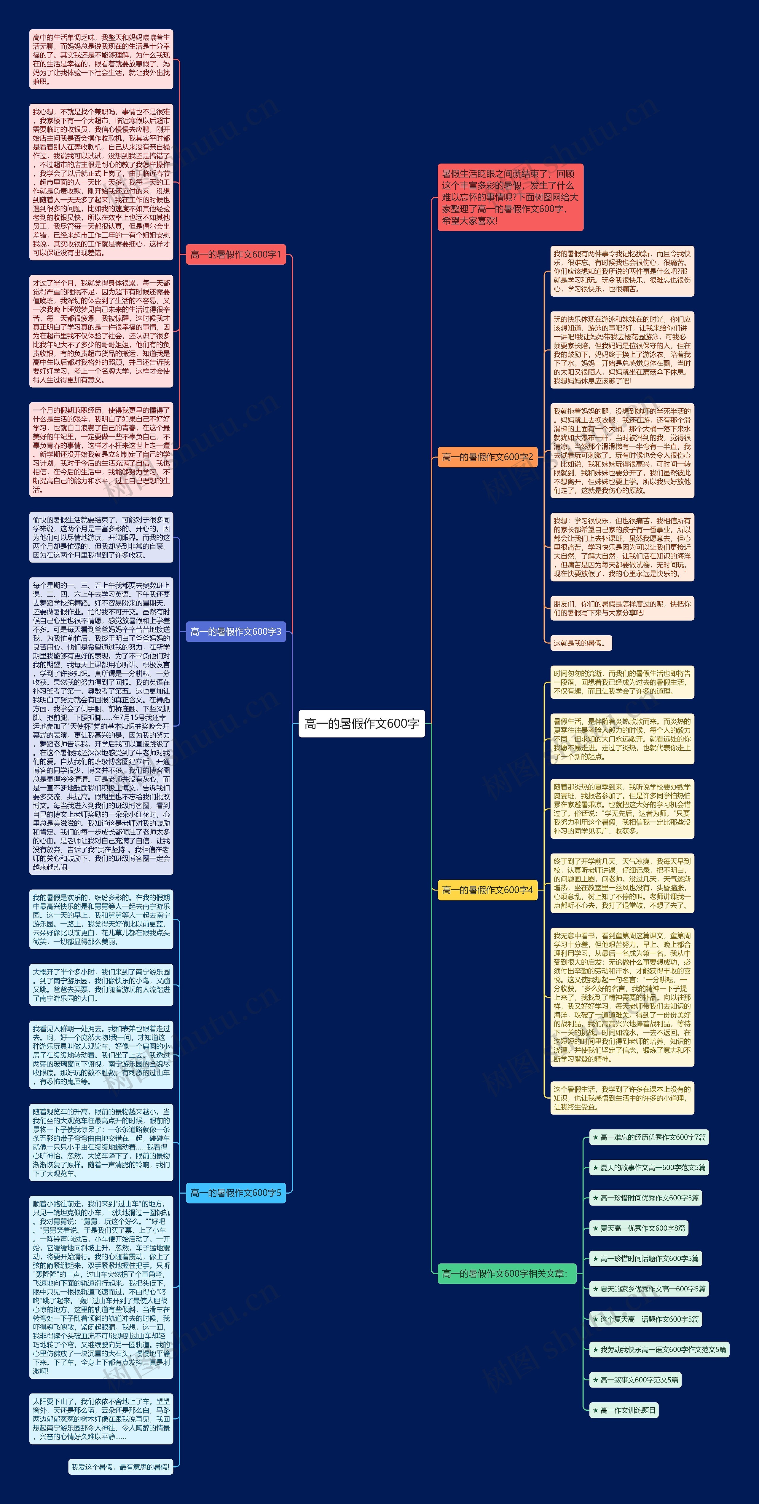 高一的暑假作文600字思维导图