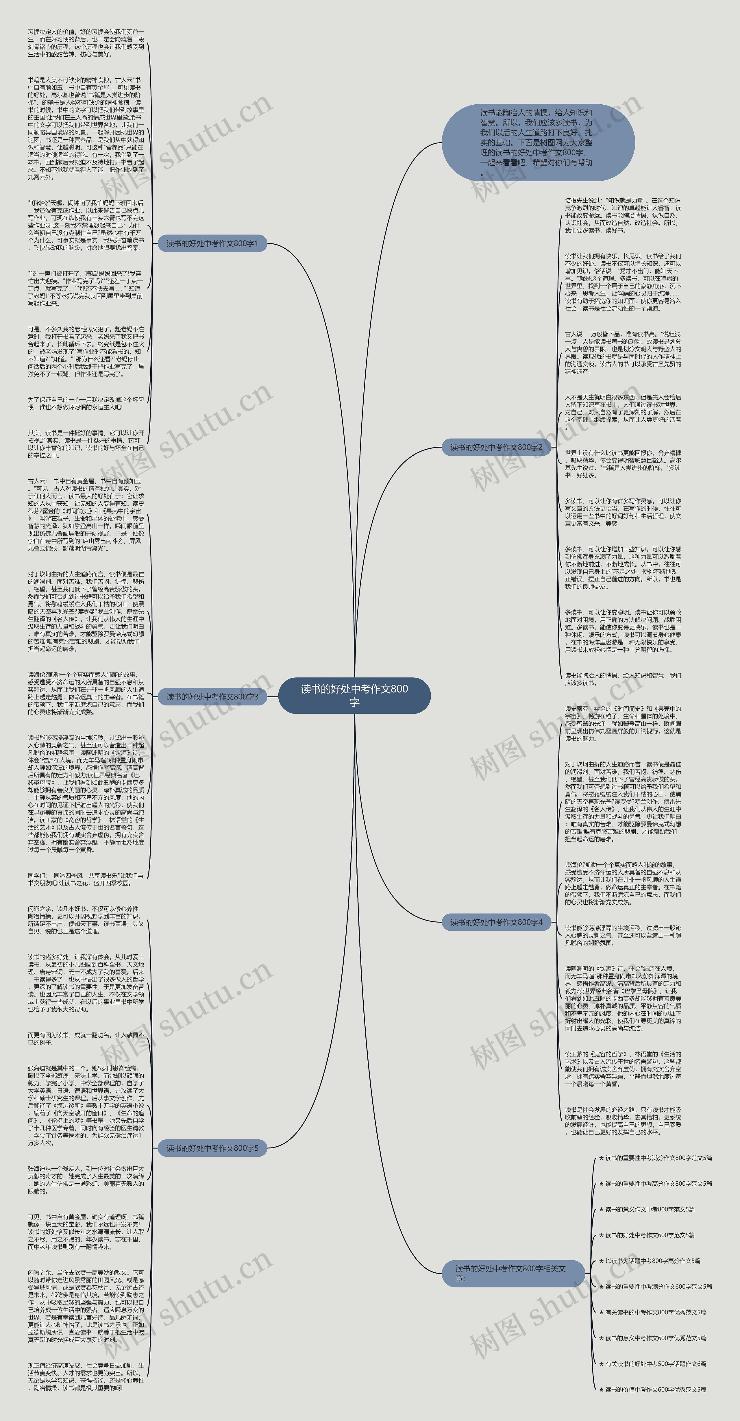 读书的好处中考作文800字思维导图