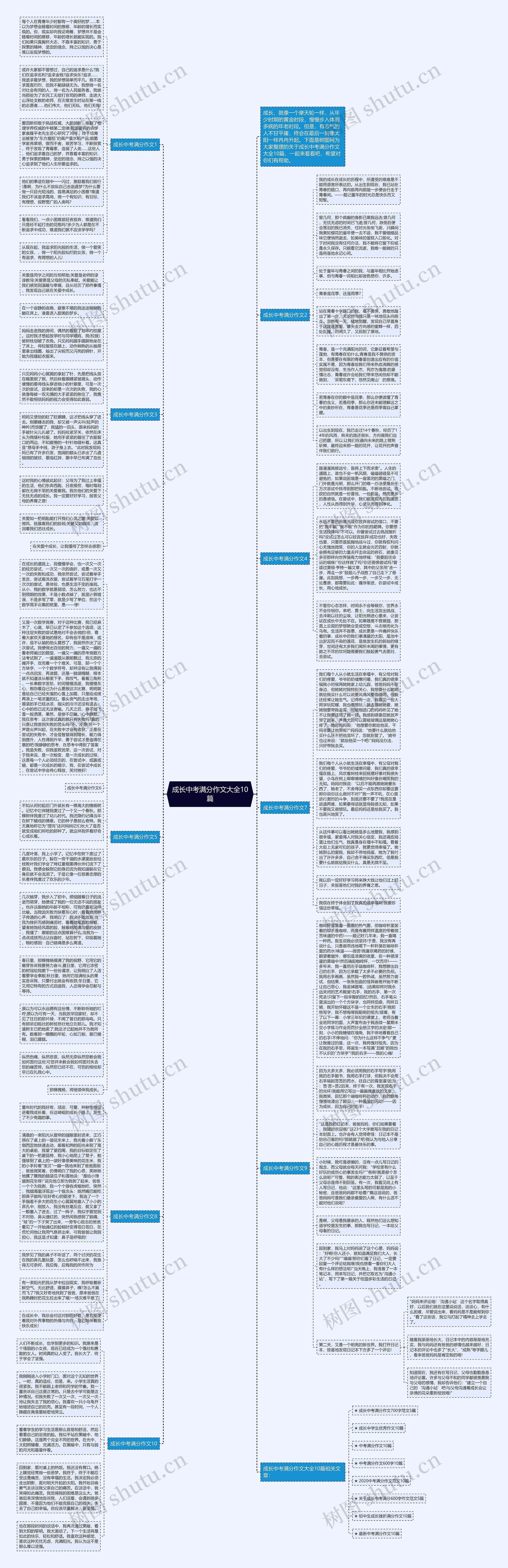 成长中考满分作文大全10篇思维导图