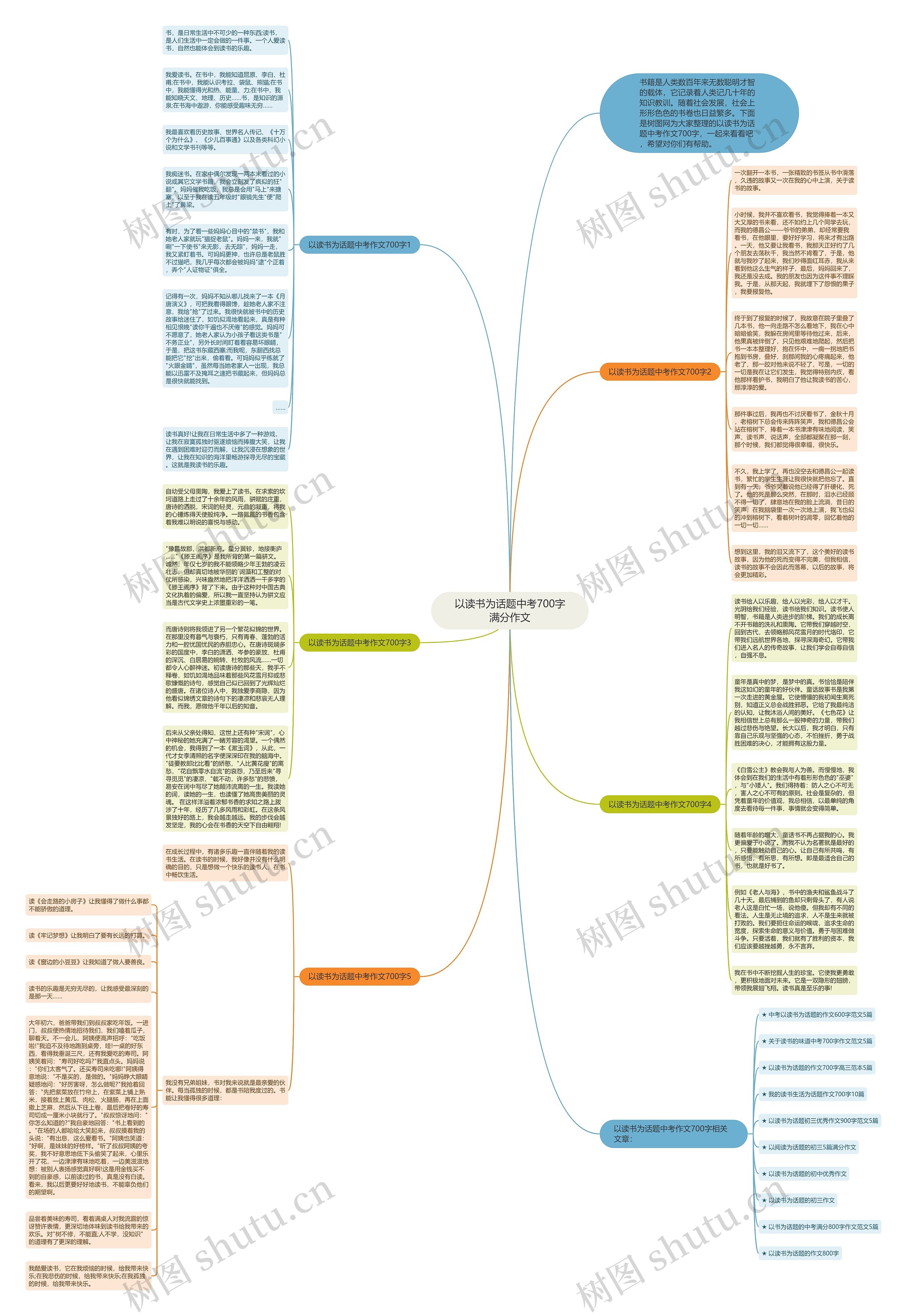 以读书为话题中考700字满分作文思维导图