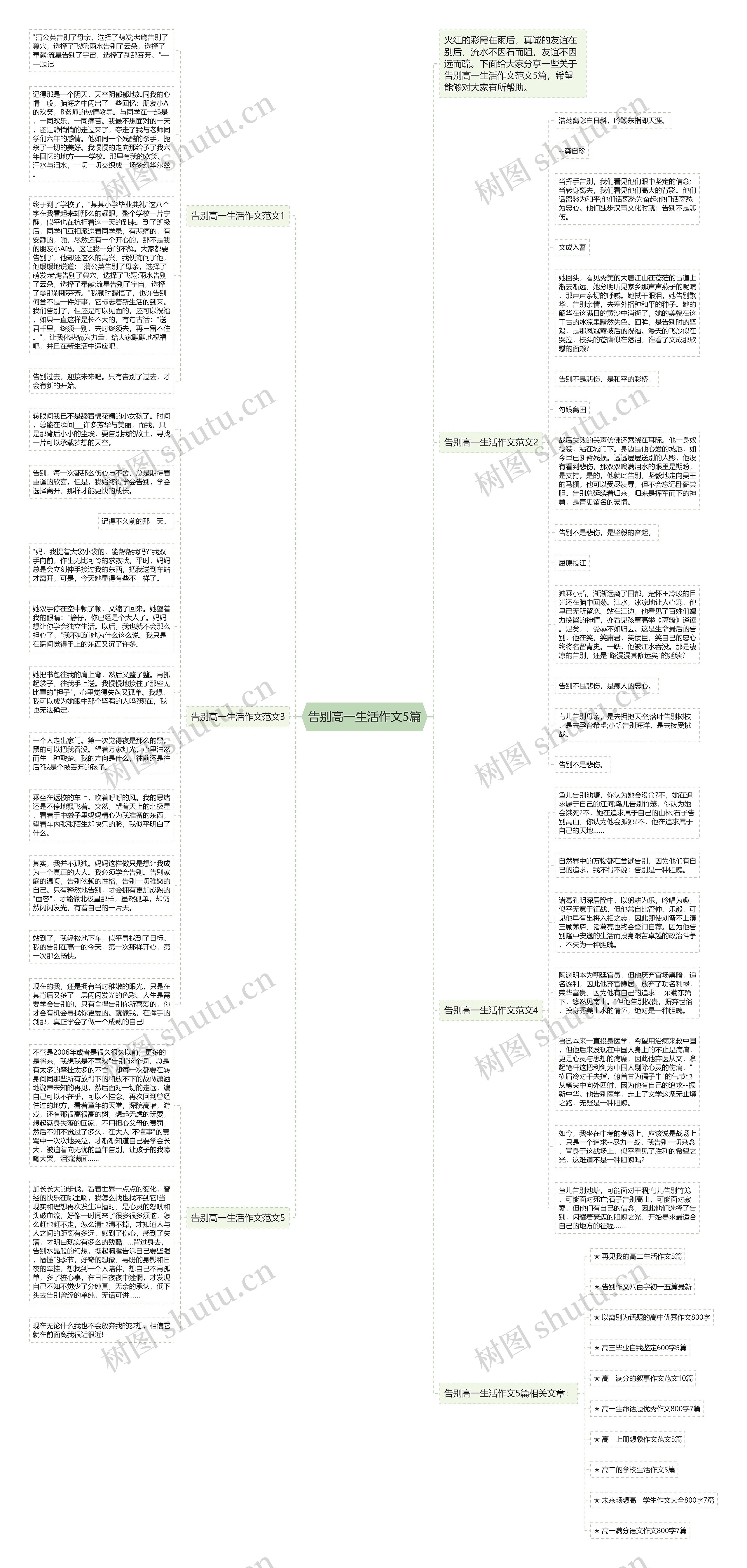 告别高一生活作文5篇思维导图