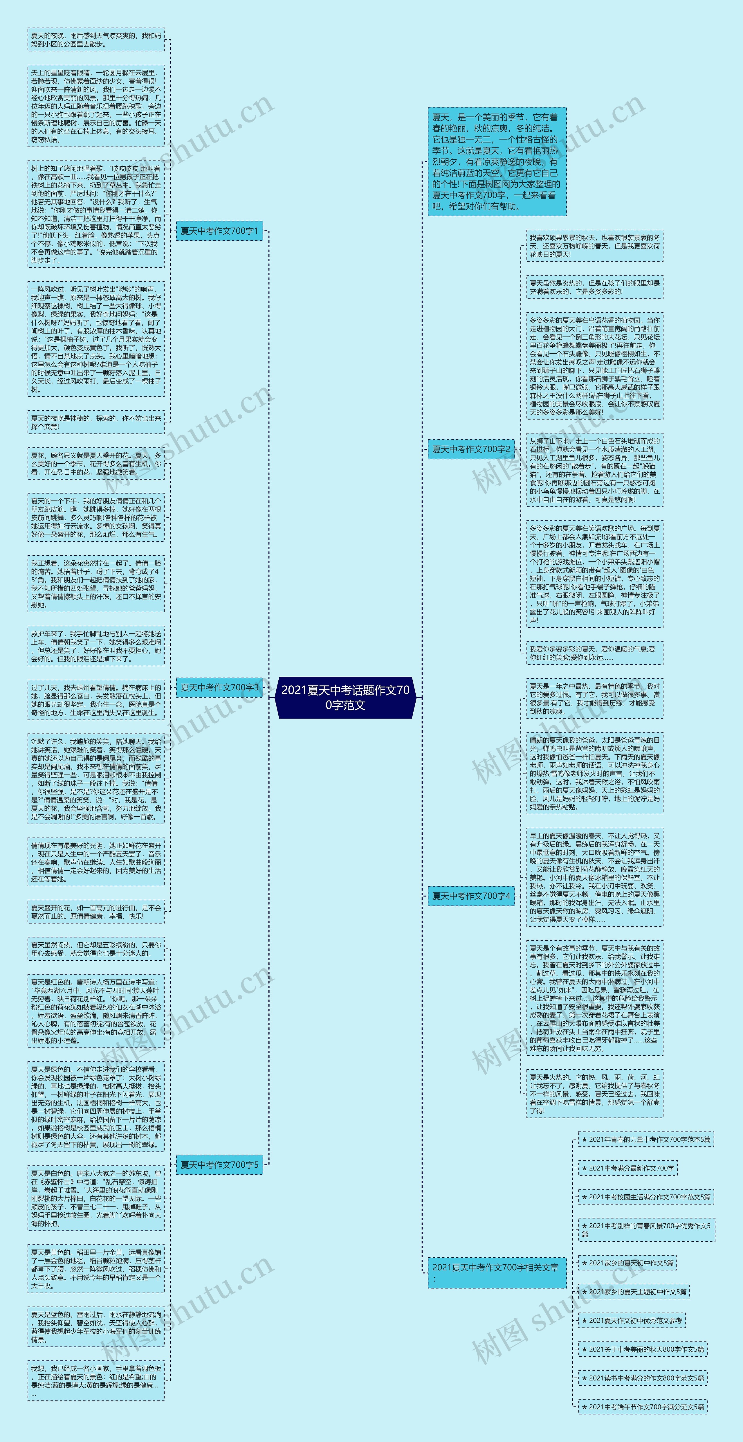 2021夏天中考话题作文700字范文思维导图