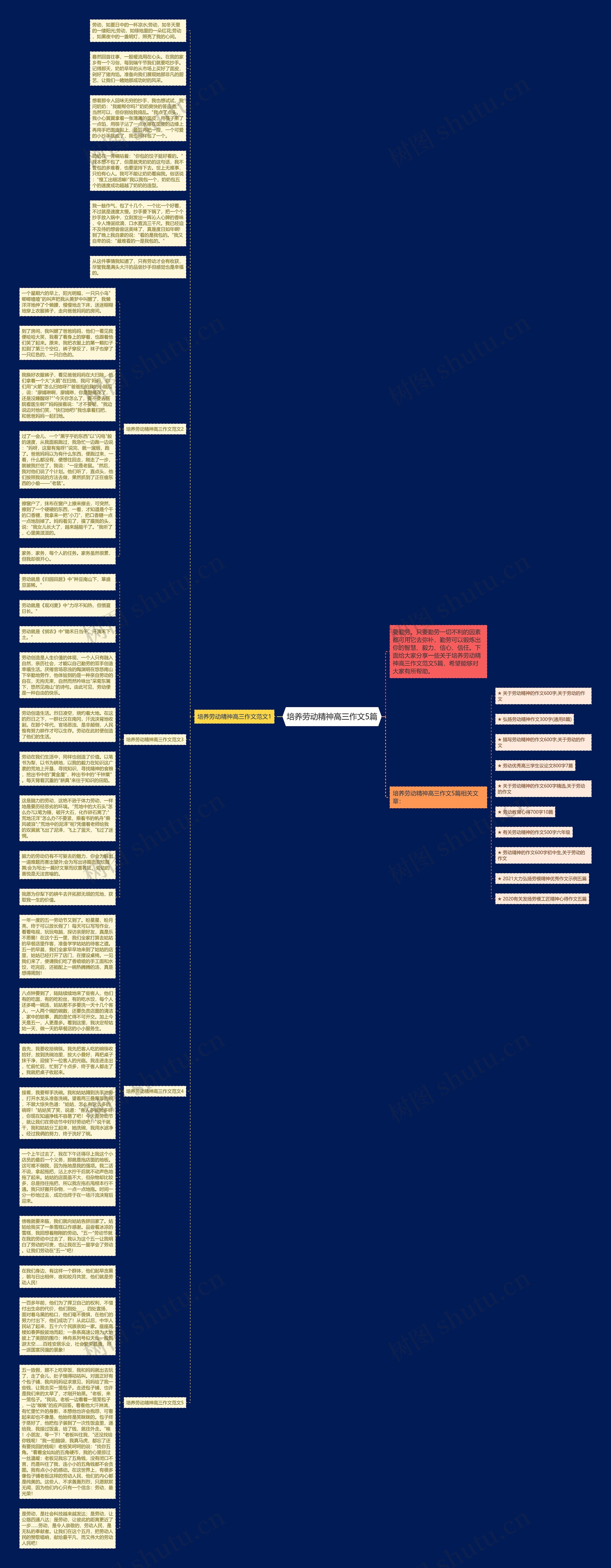 培养劳动精神高三作文5篇思维导图