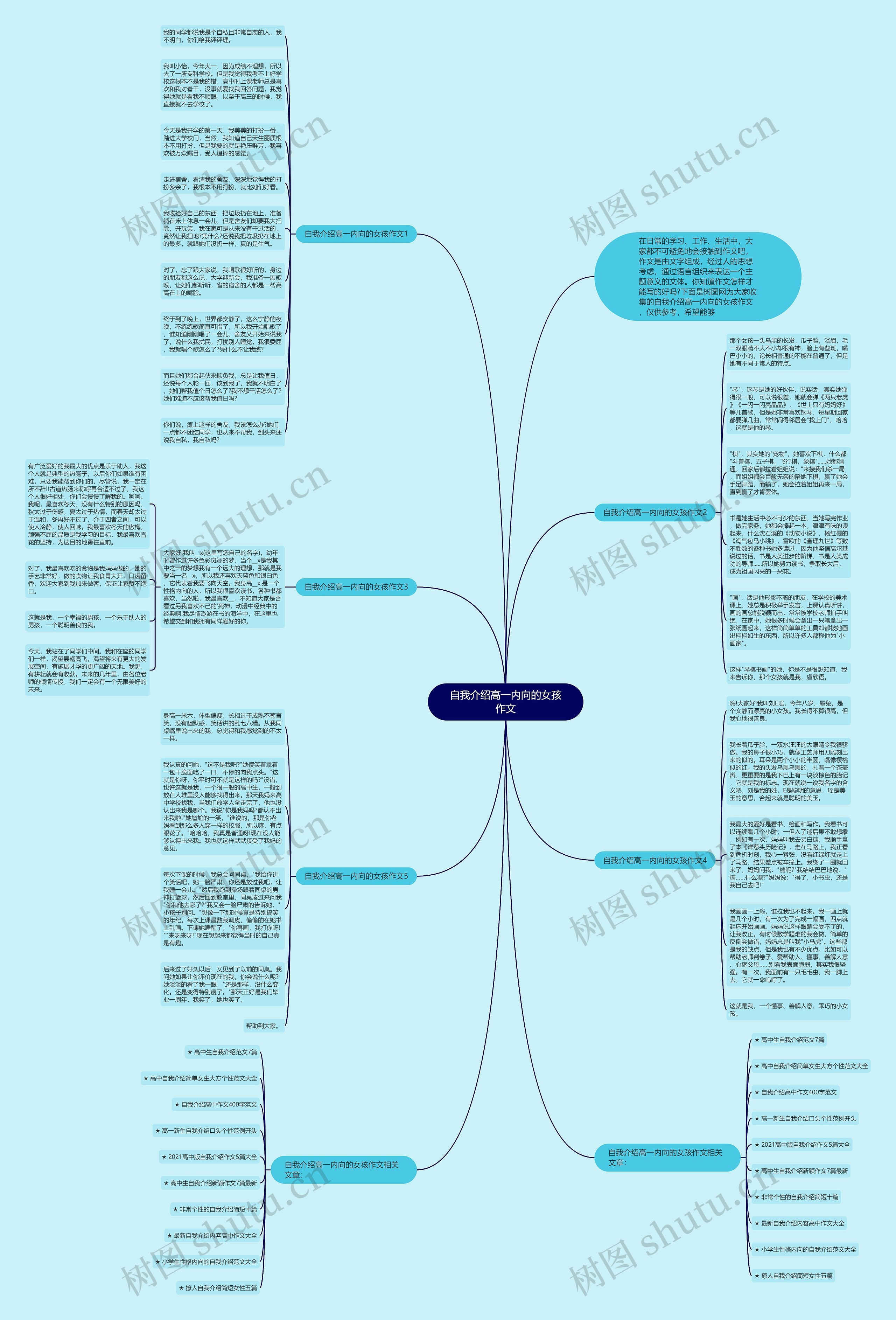自我介绍高一内向的女孩作文思维导图