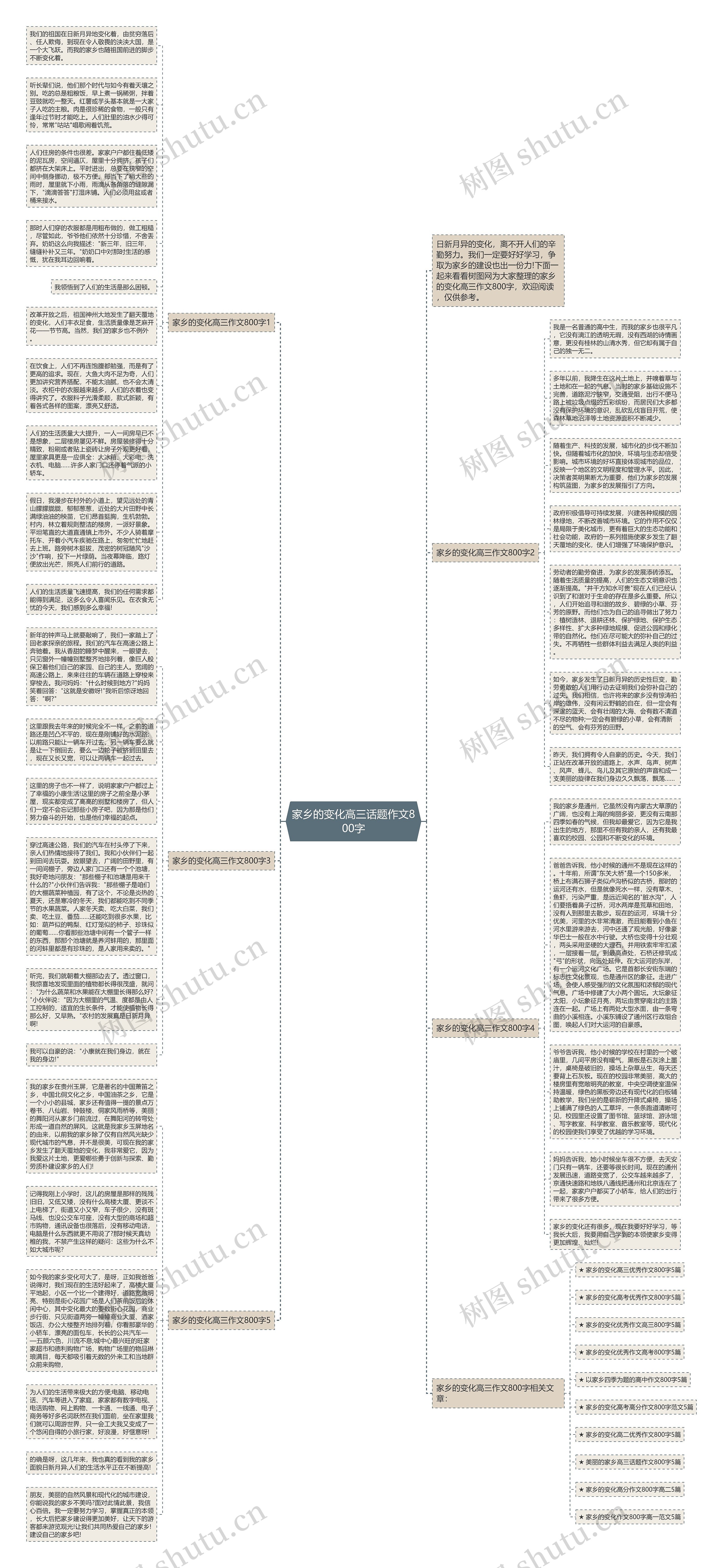 家乡的变化高三话题作文800字思维导图