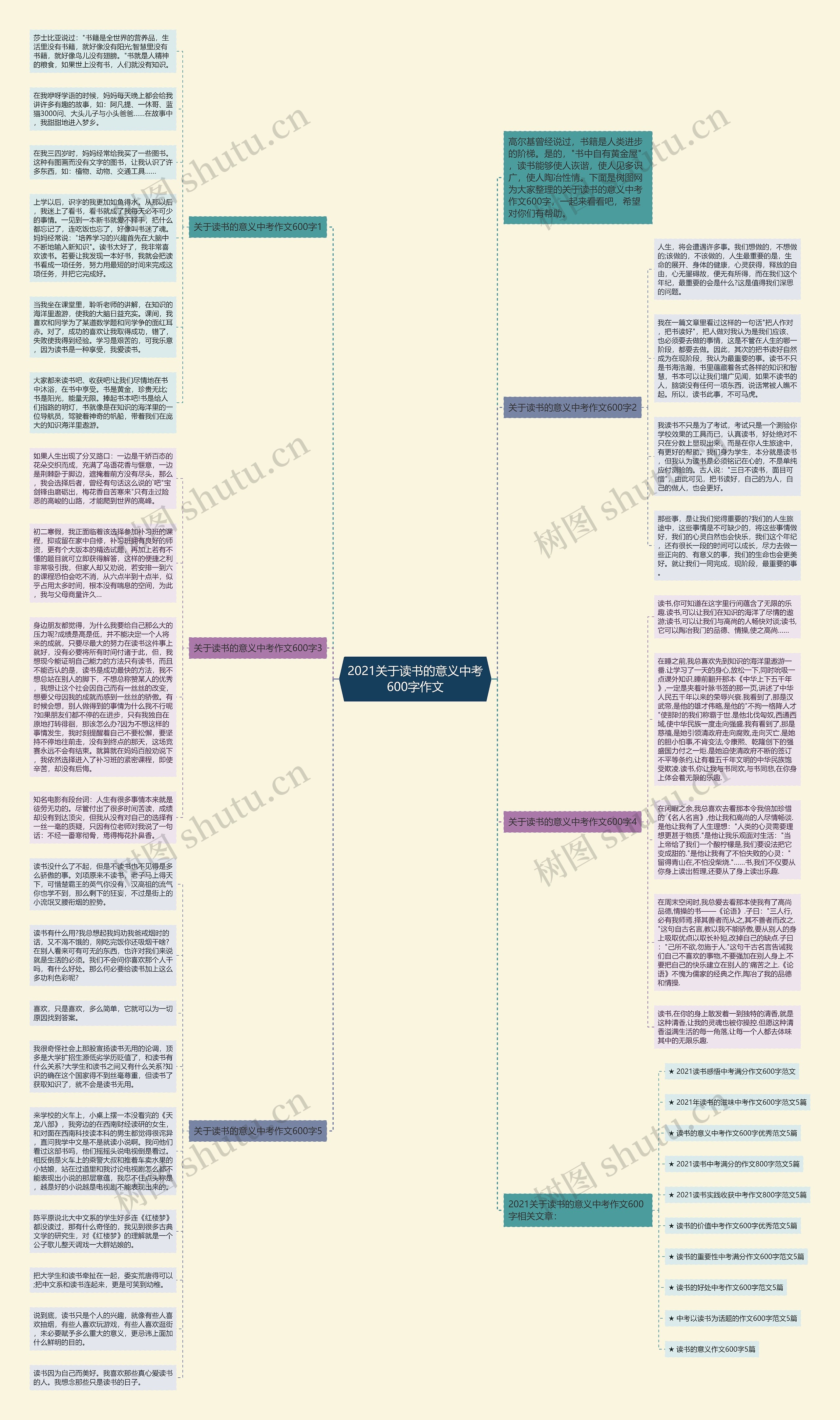 2021关于读书的意义中考600字作文思维导图