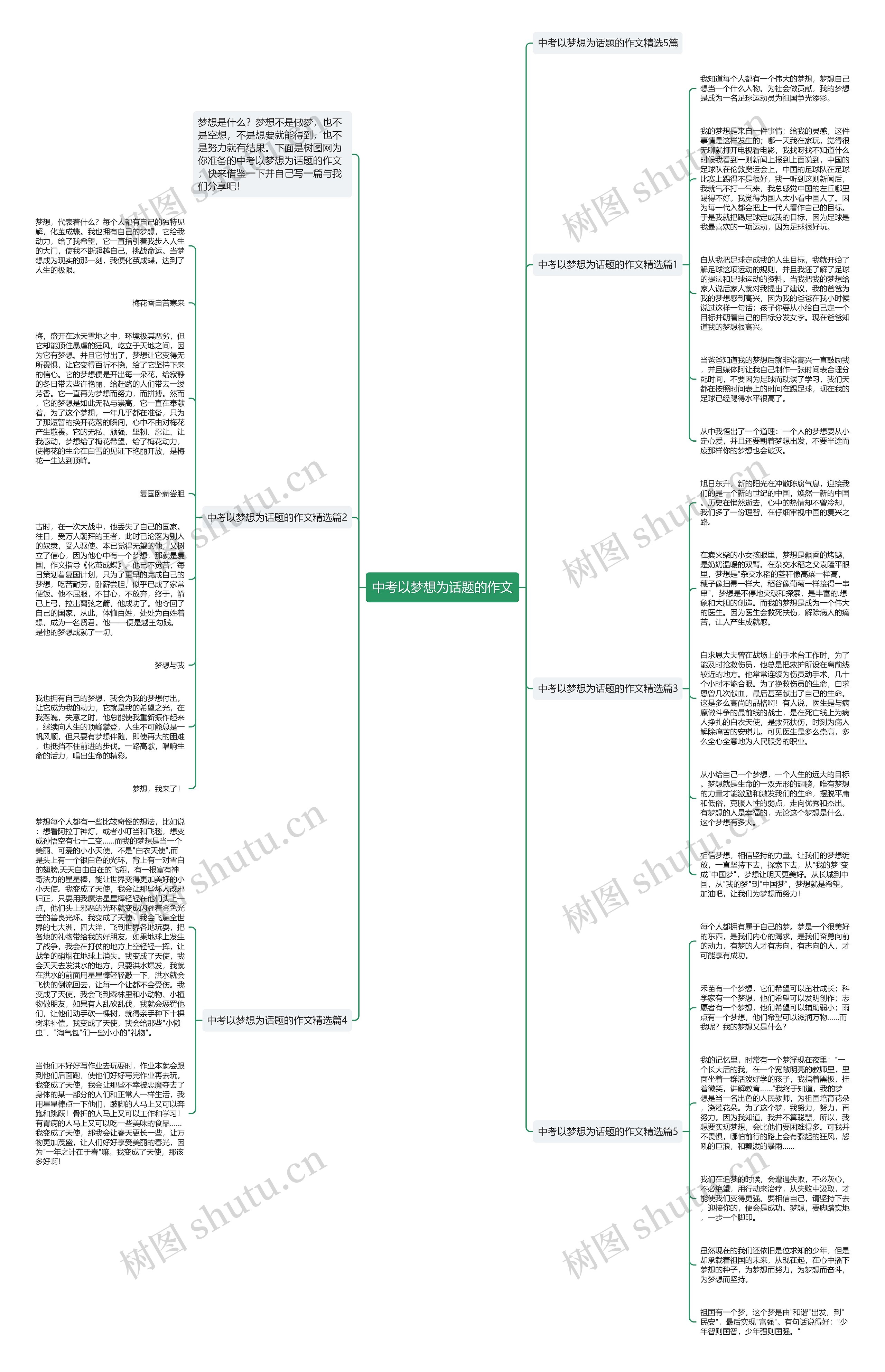 中考以梦想为话题的作文思维导图