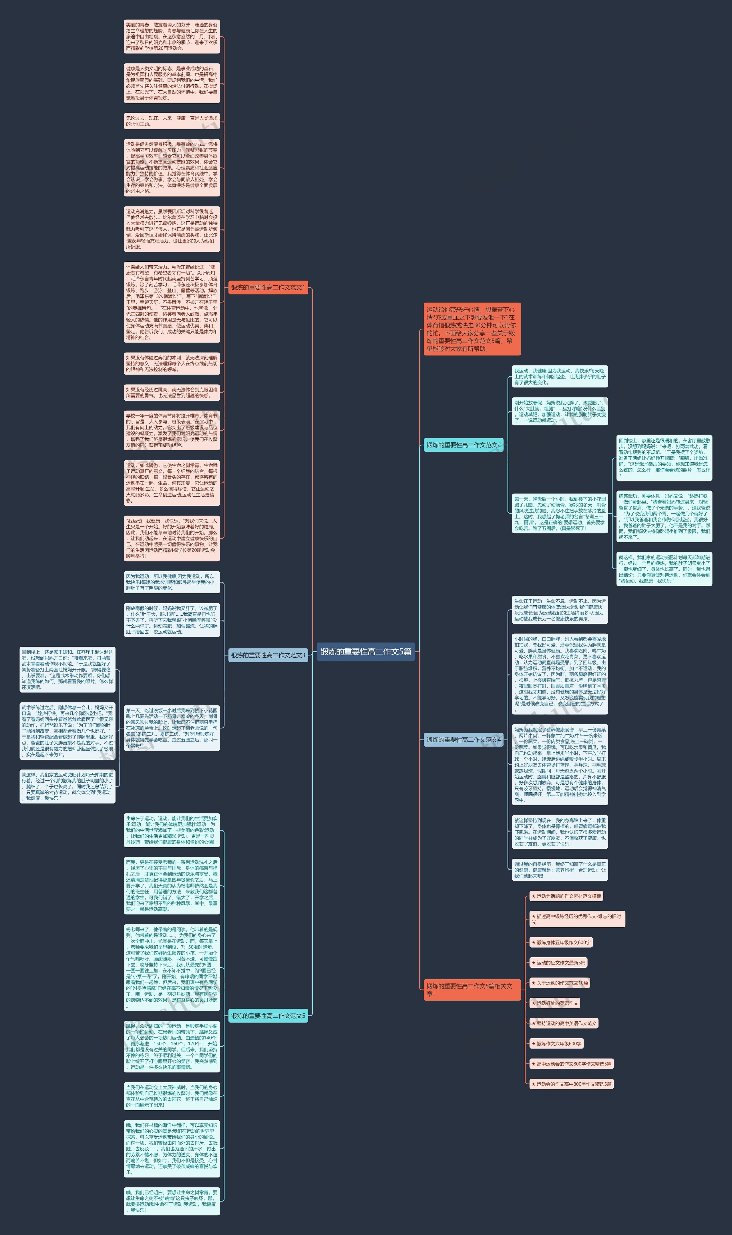 锻炼的重要性高二作文5篇思维导图