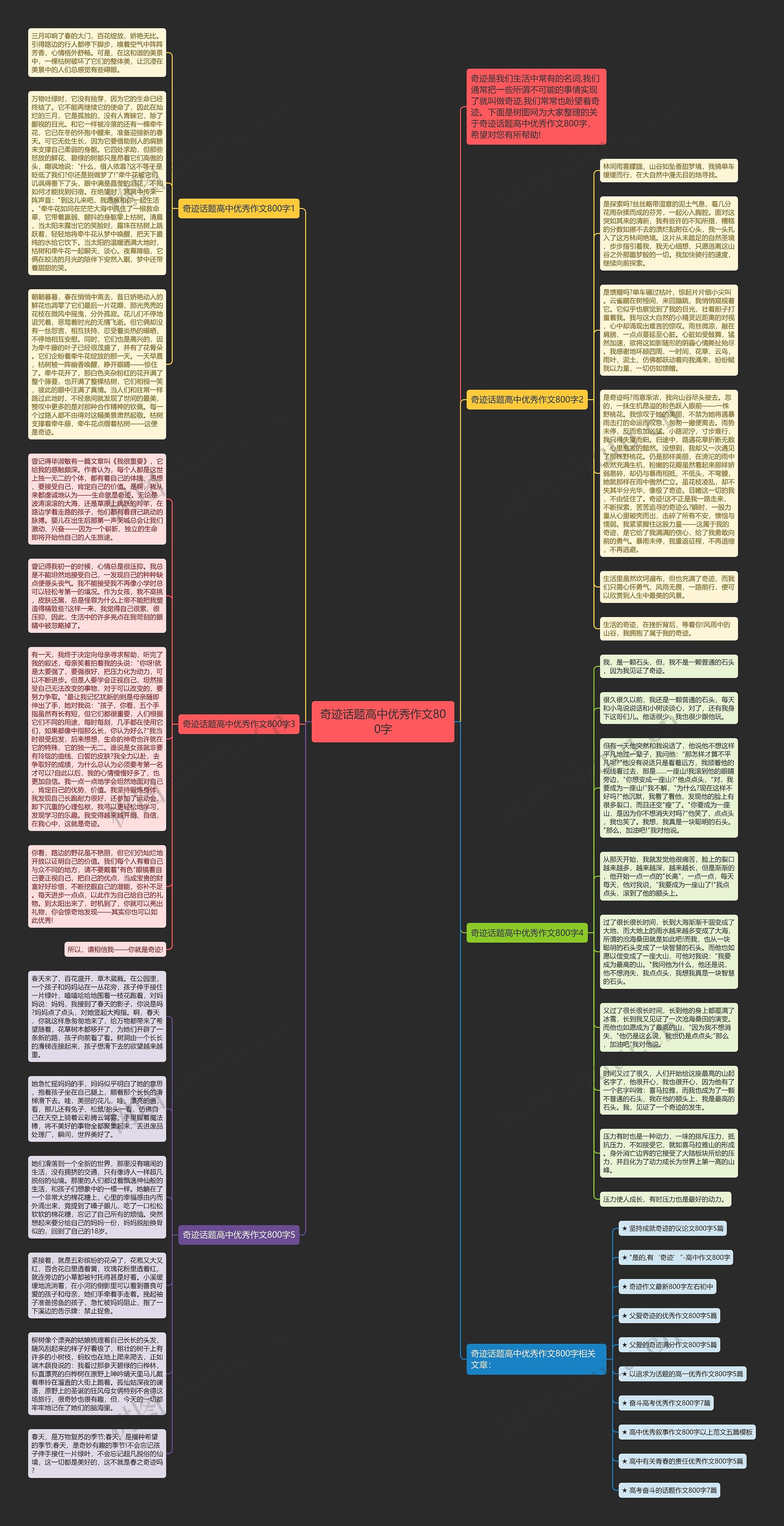 奇迹话题高中优秀作文800字思维导图