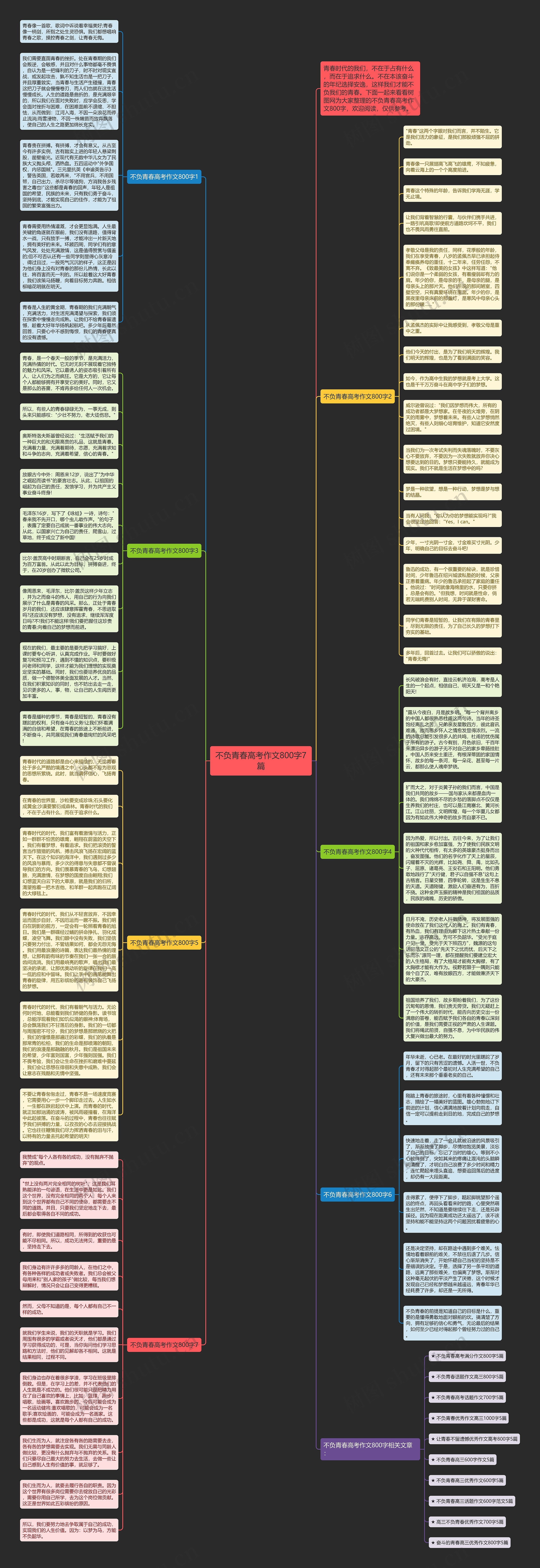 不负青春高考作文800字7篇思维导图