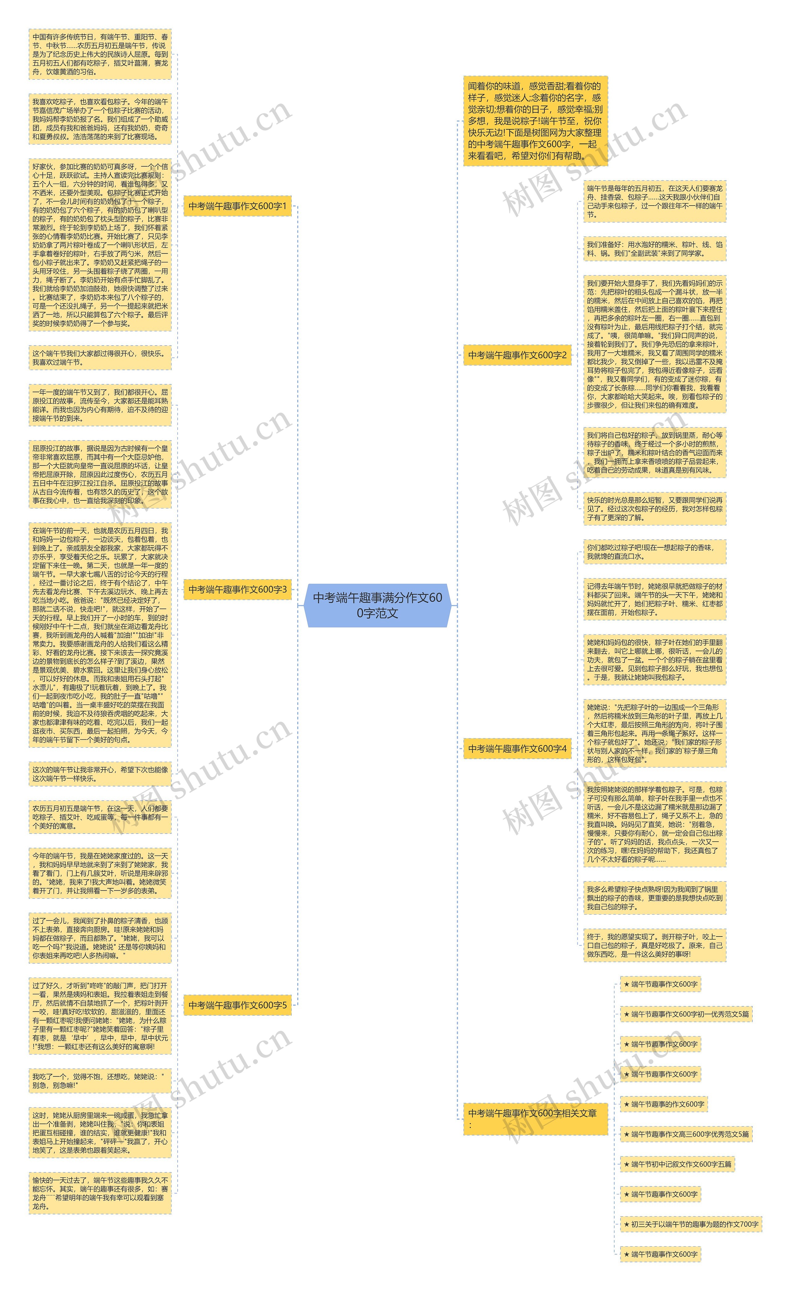 中考端午趣事满分作文600字范文思维导图