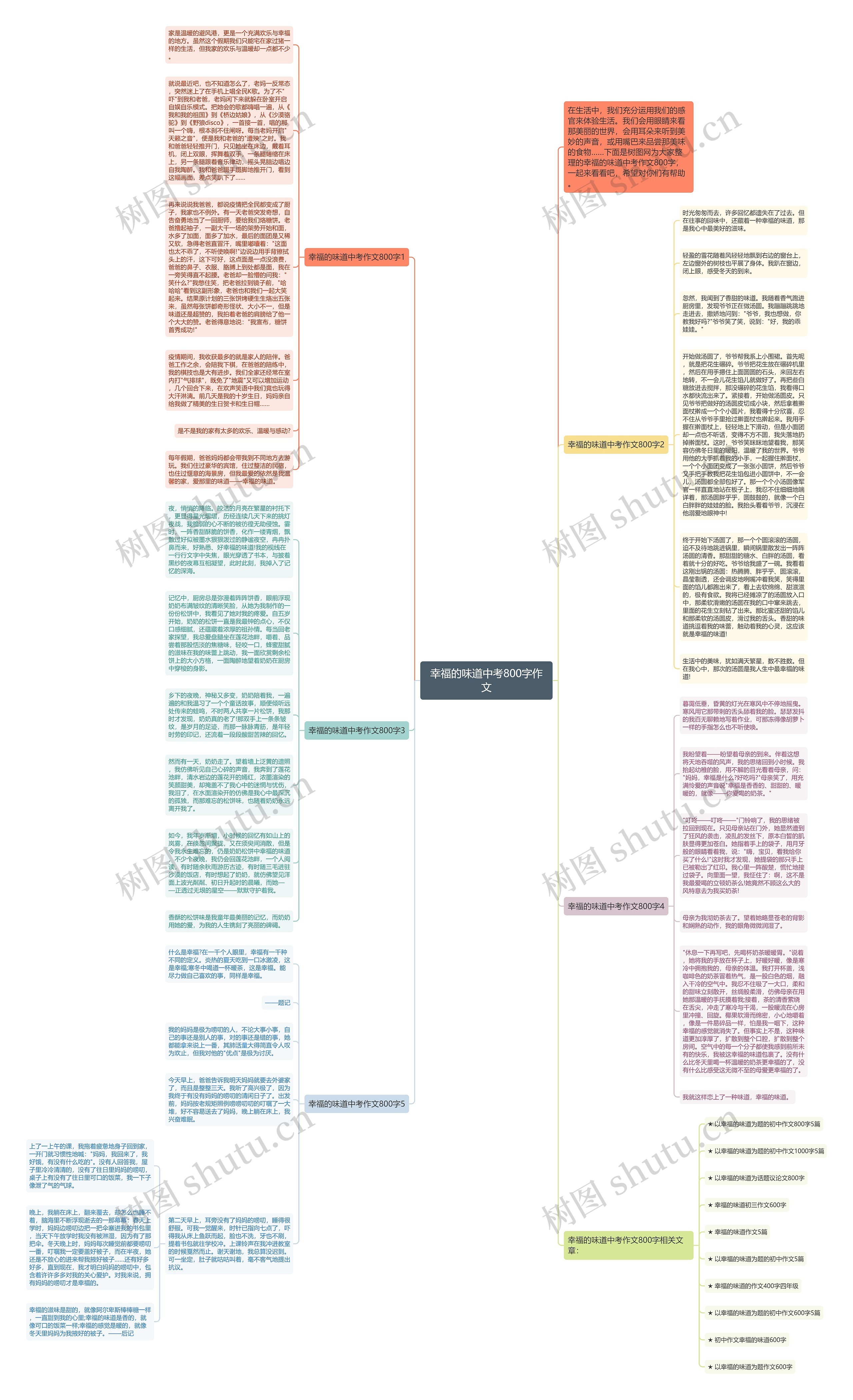幸福的味道中考800字作文思维导图