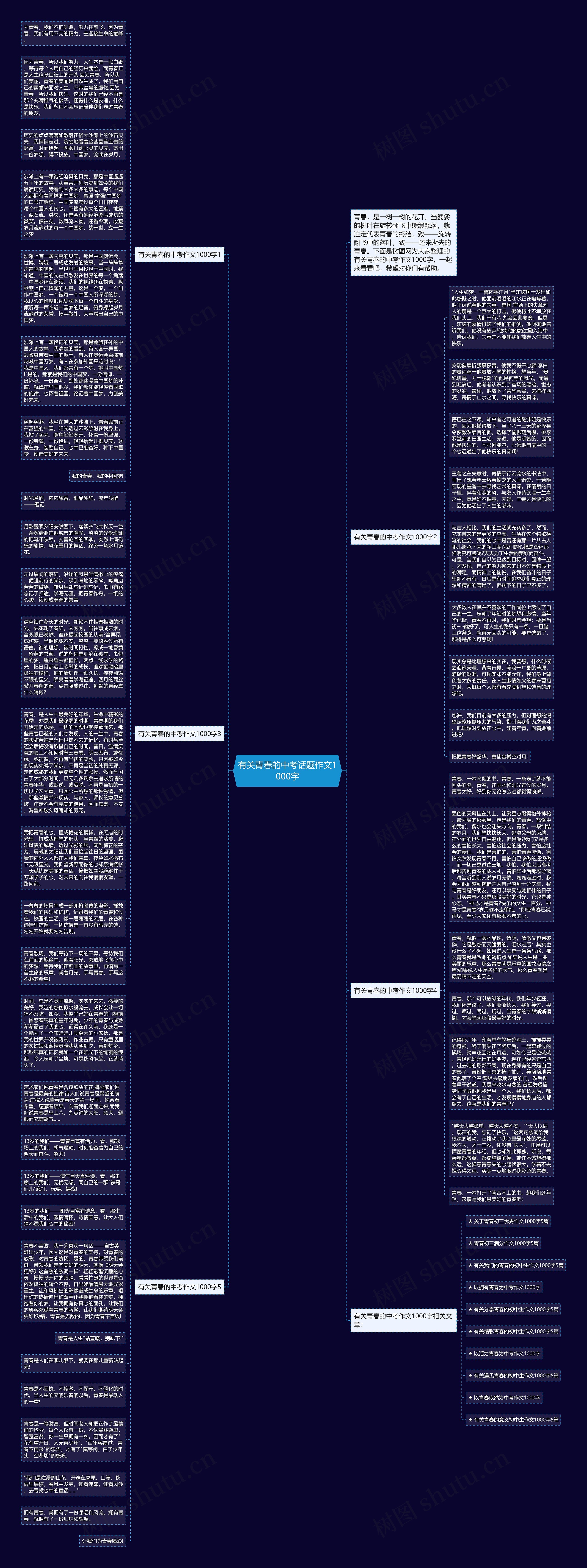 有关青春的中考话题作文1000字思维导图