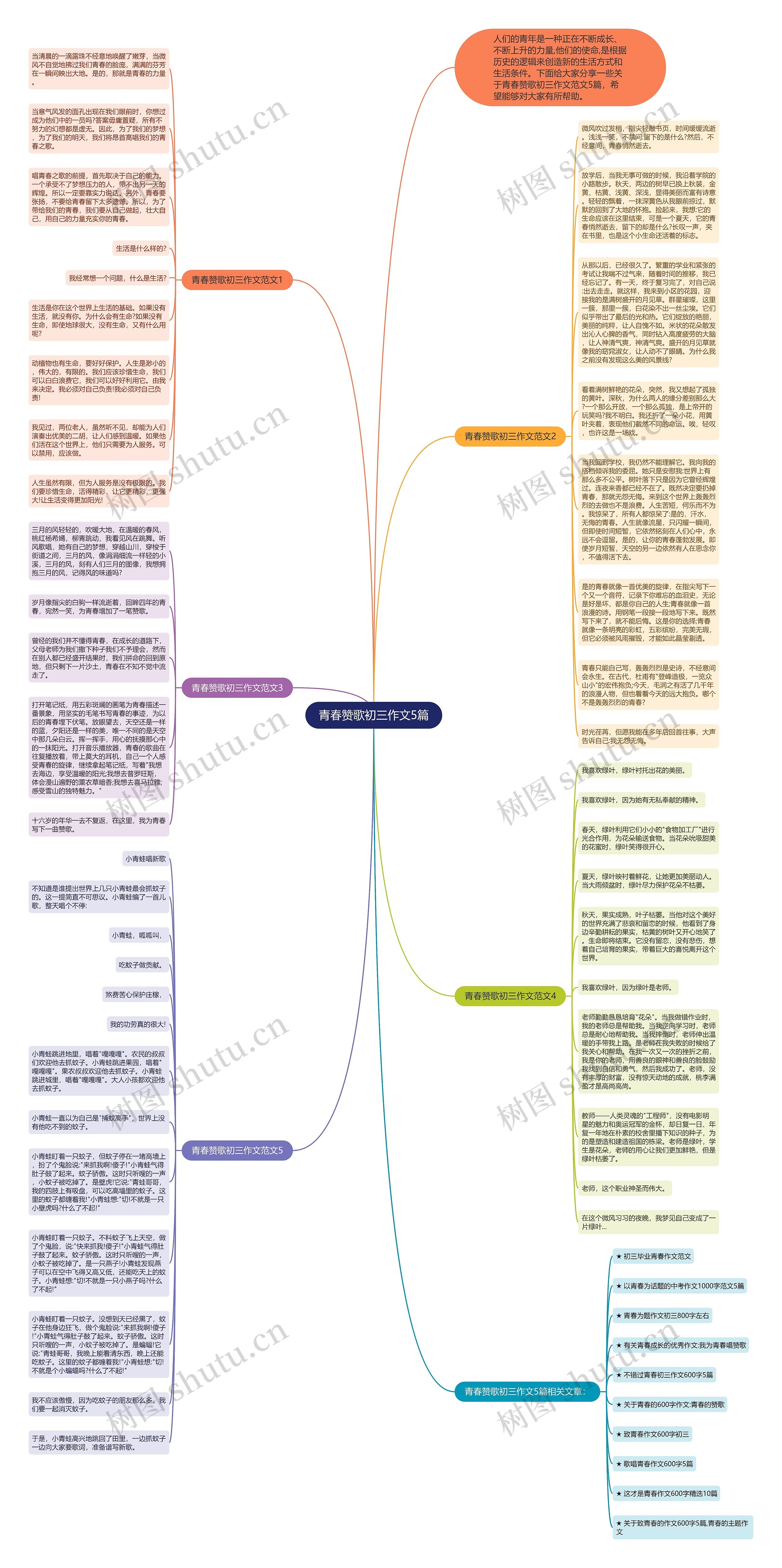 青春赞歌初三作文5篇思维导图