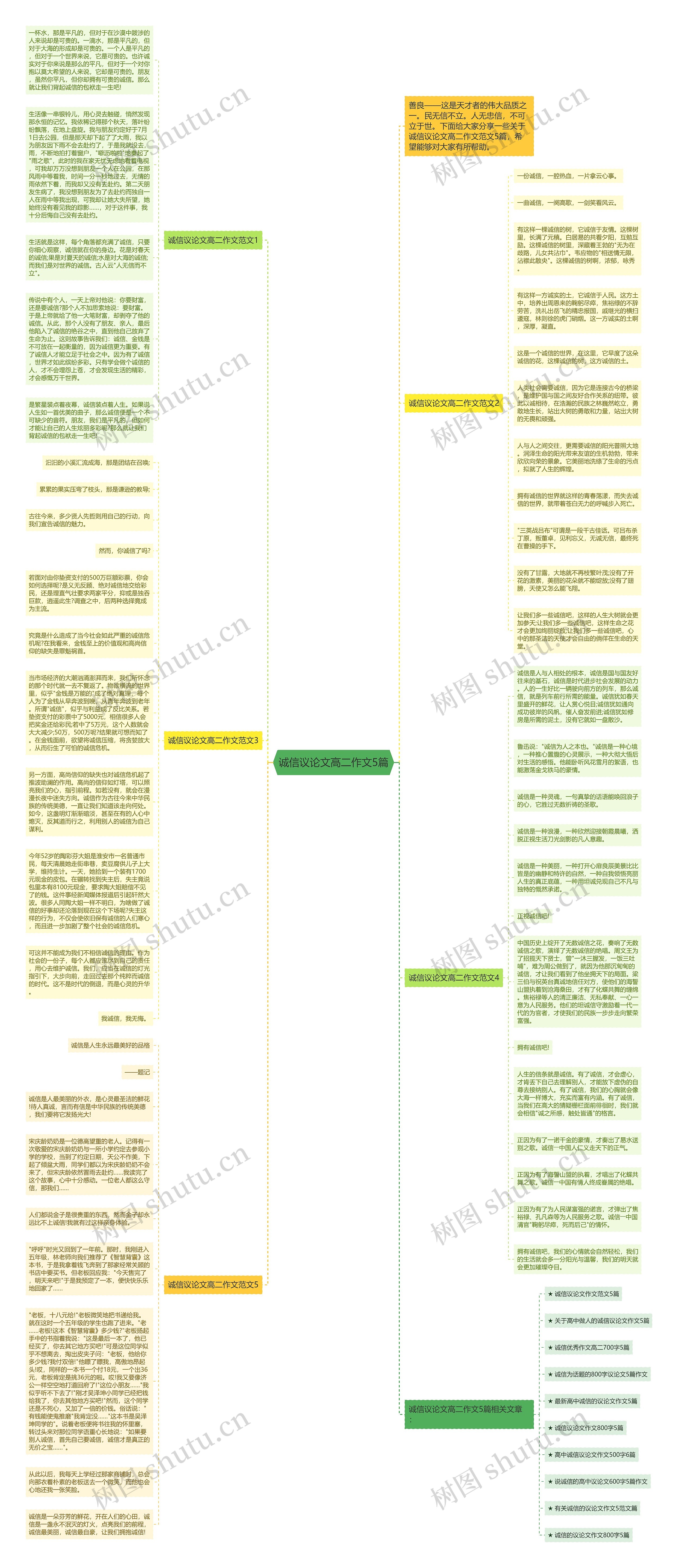 诚信议论文高二作文5篇思维导图