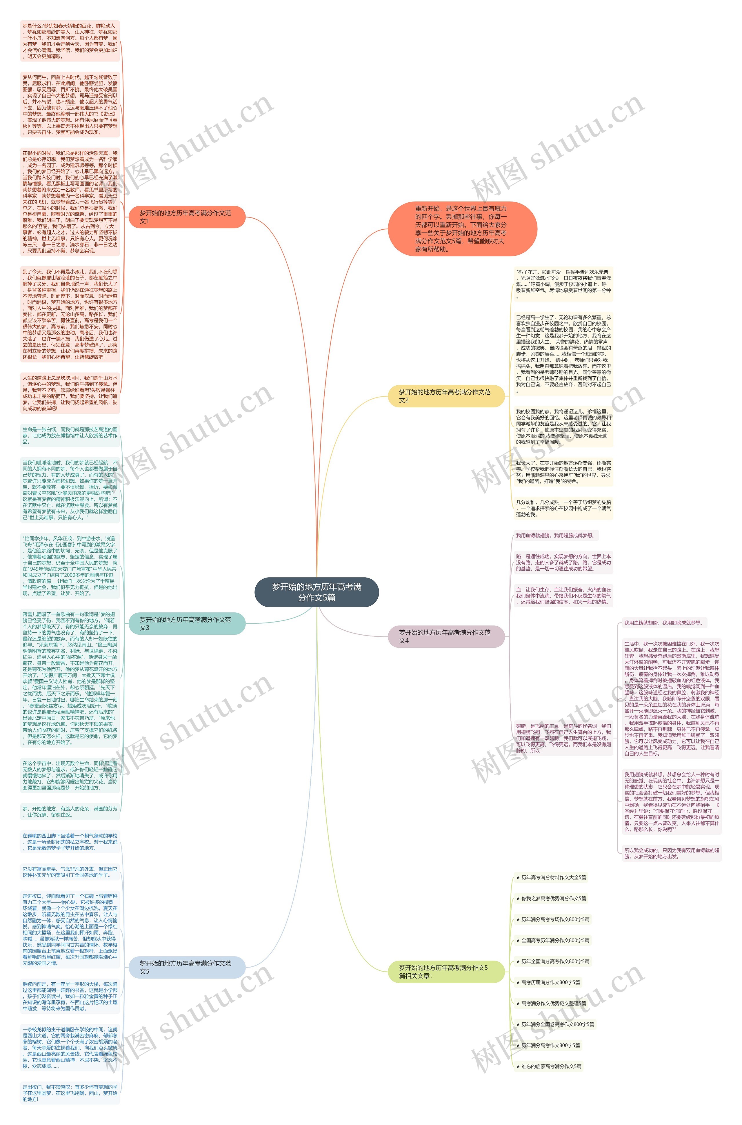 梦开始的地方历年高考满分作文5篇思维导图