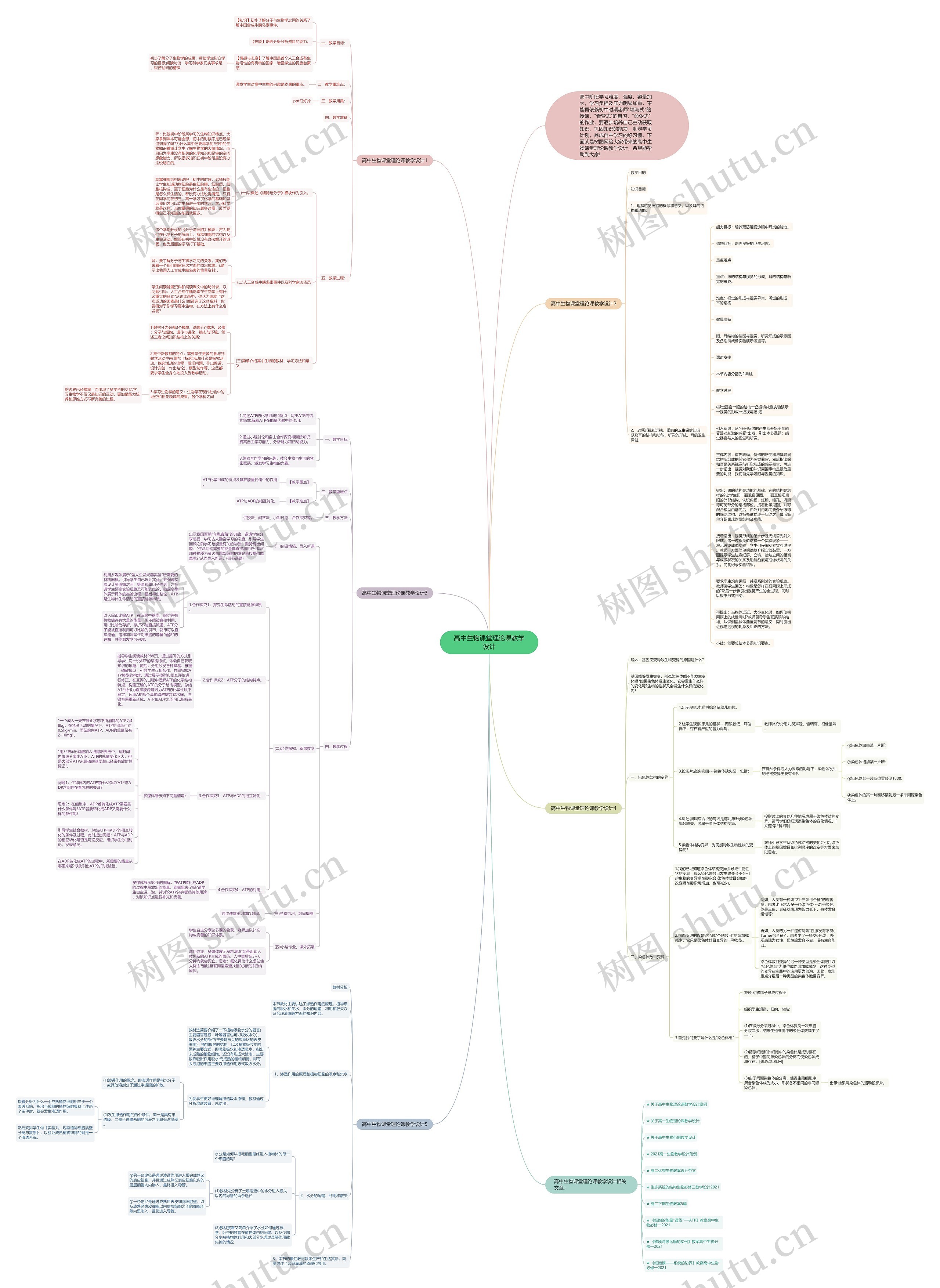 高中生物课堂理论课教学设计思维导图