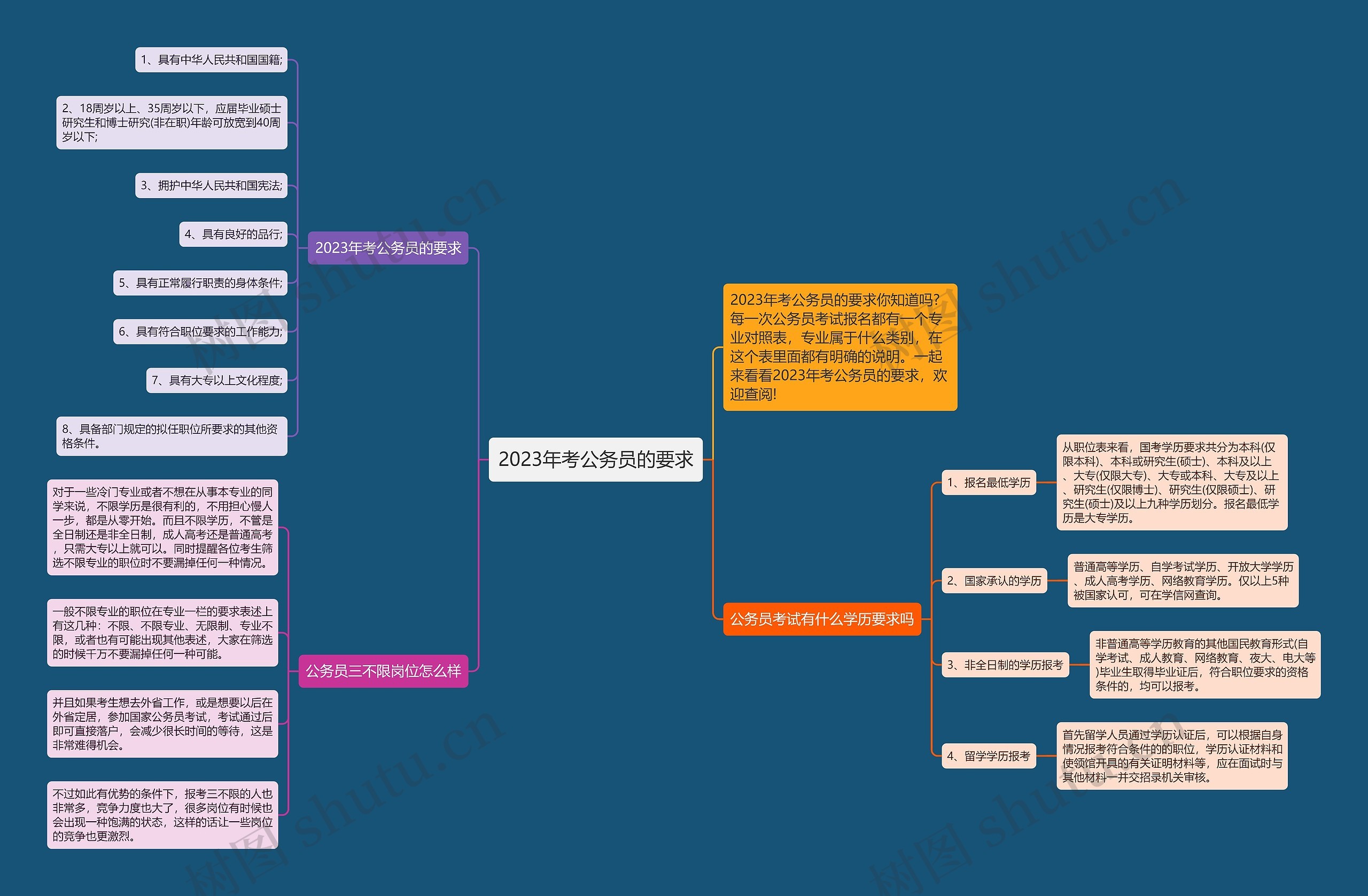 2023年考公务员的要求思维导图