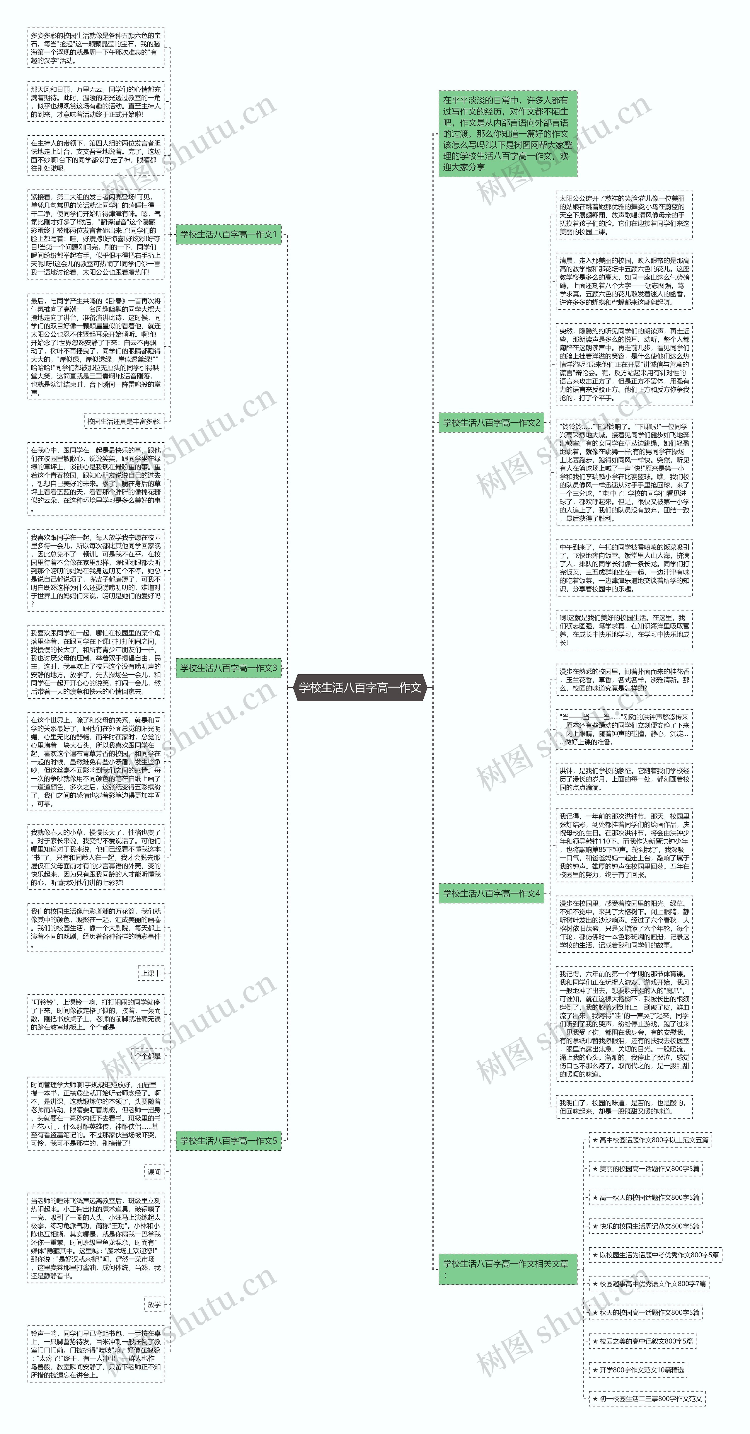学校生活八百字高一作文思维导图