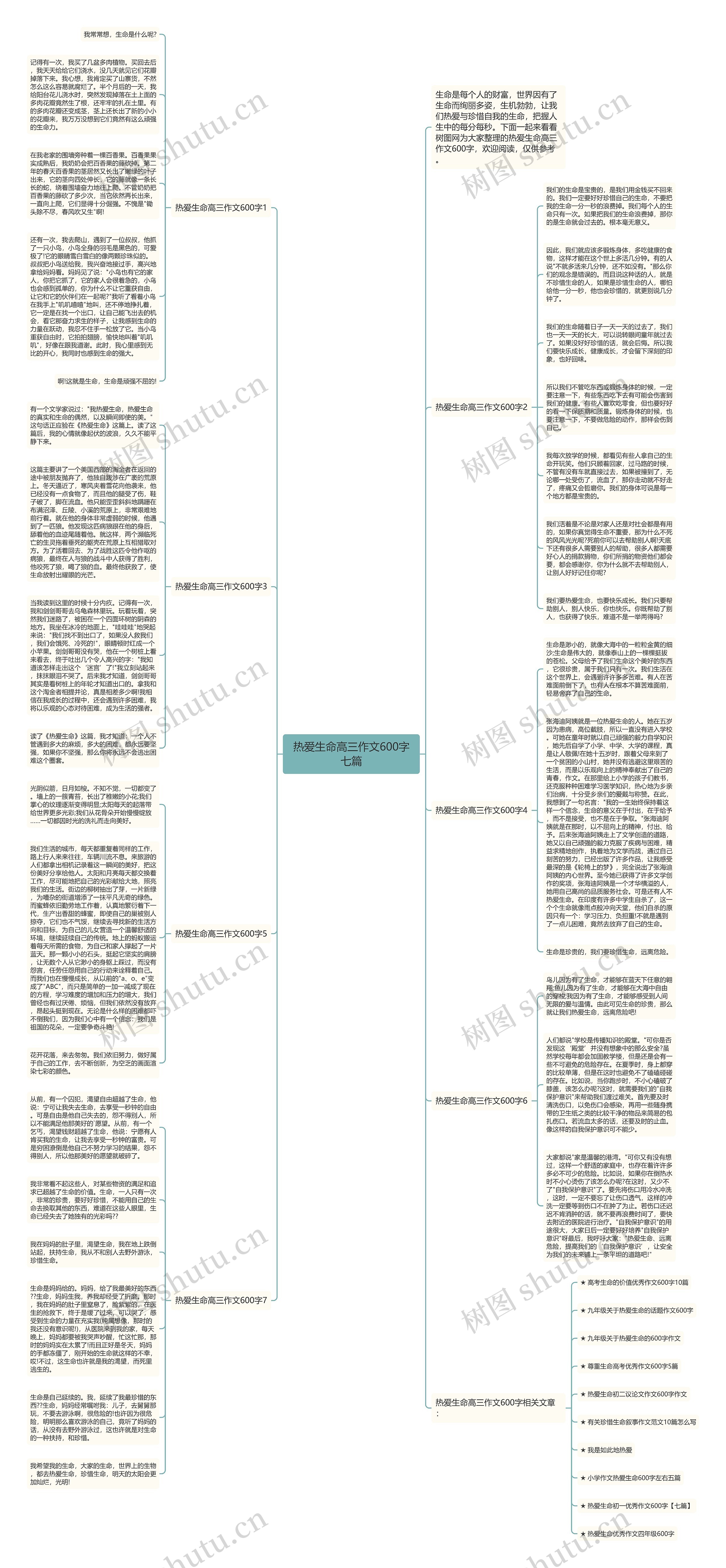 热爱生命高三作文600字七篇思维导图
