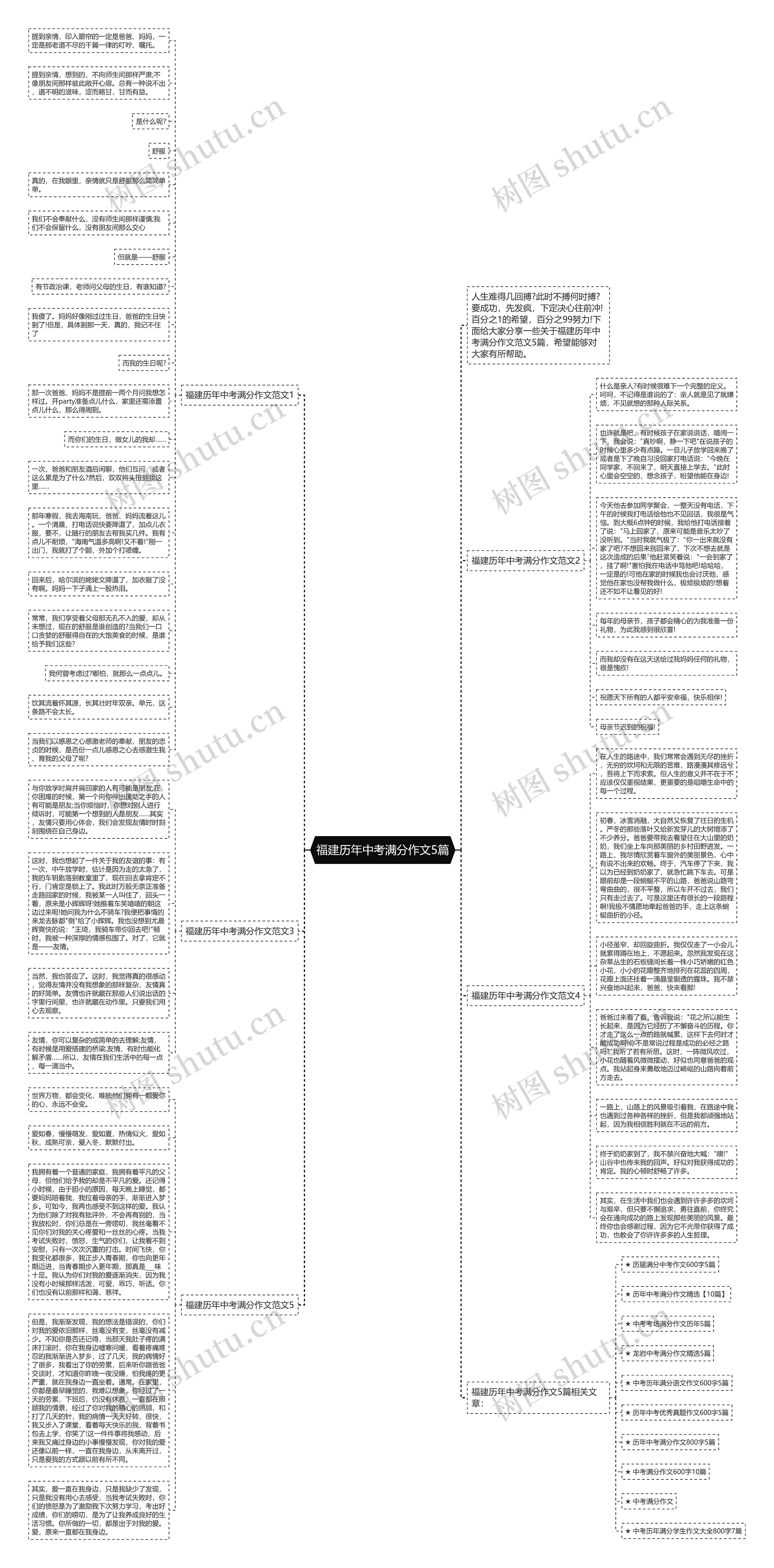 福建历年中考满分作文5篇思维导图