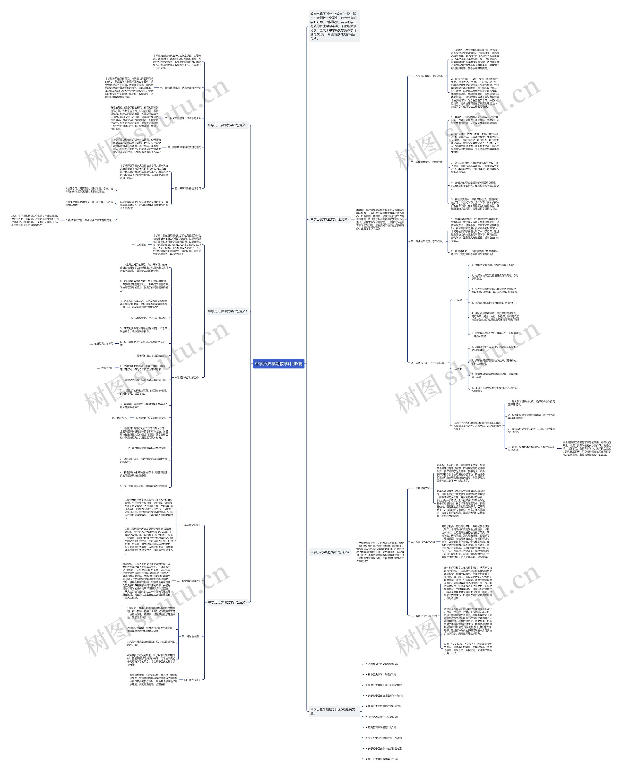 中学历史学期教学计划5篇思维导图