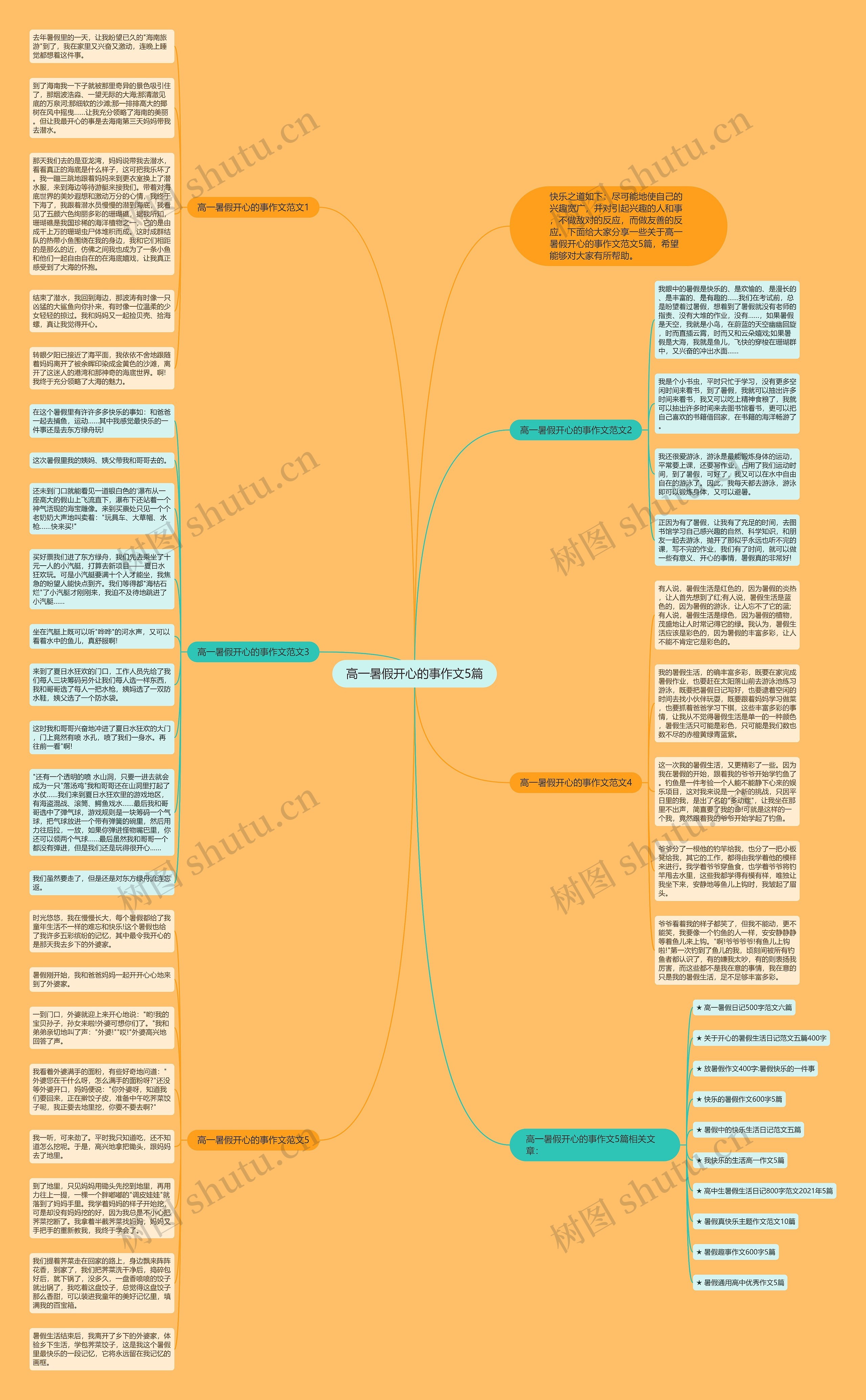 高一暑假开心的事作文5篇思维导图