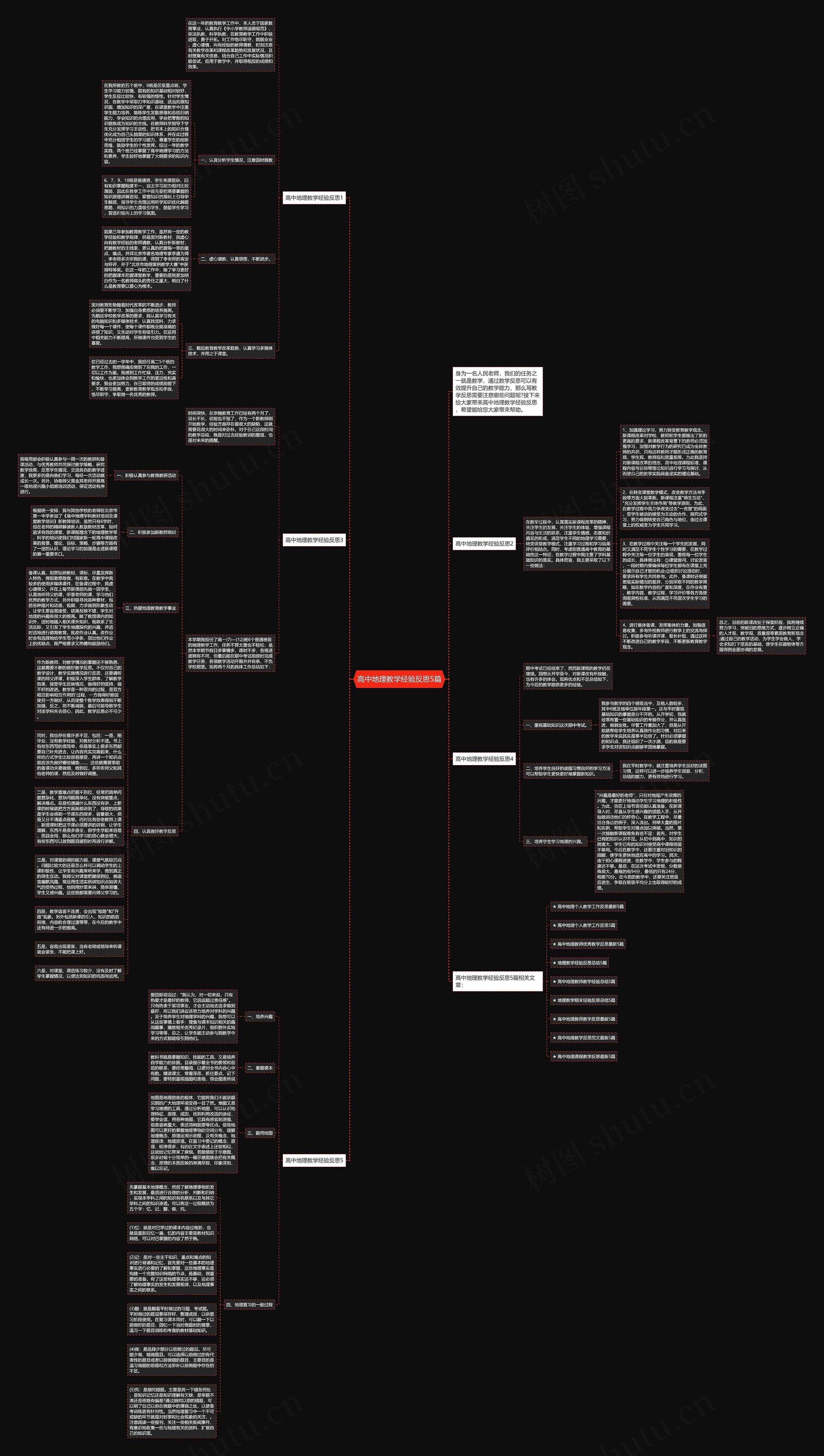 高中地理教学经验反思5篇思维导图