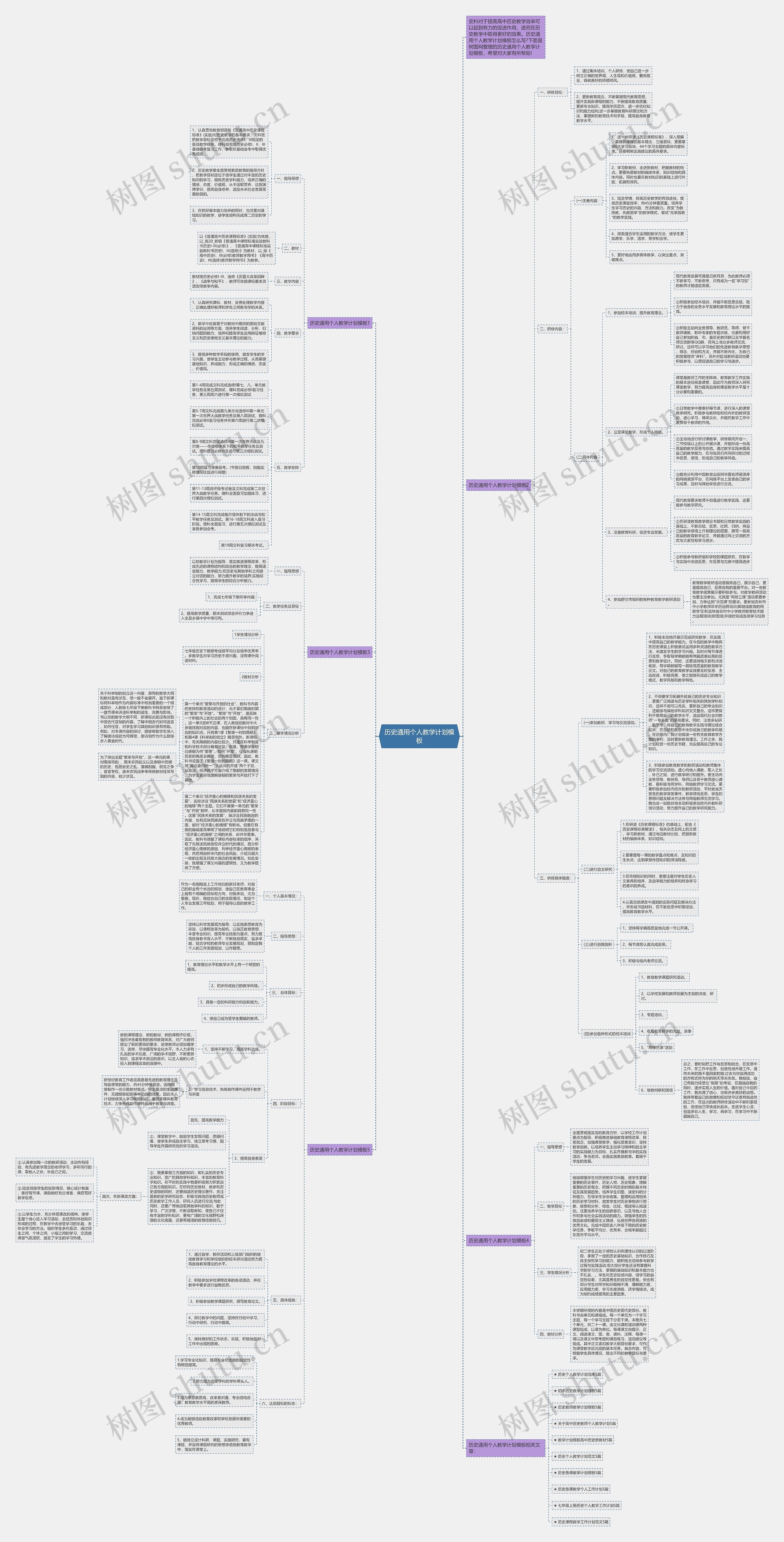 历史通用个人教学计划思维导图