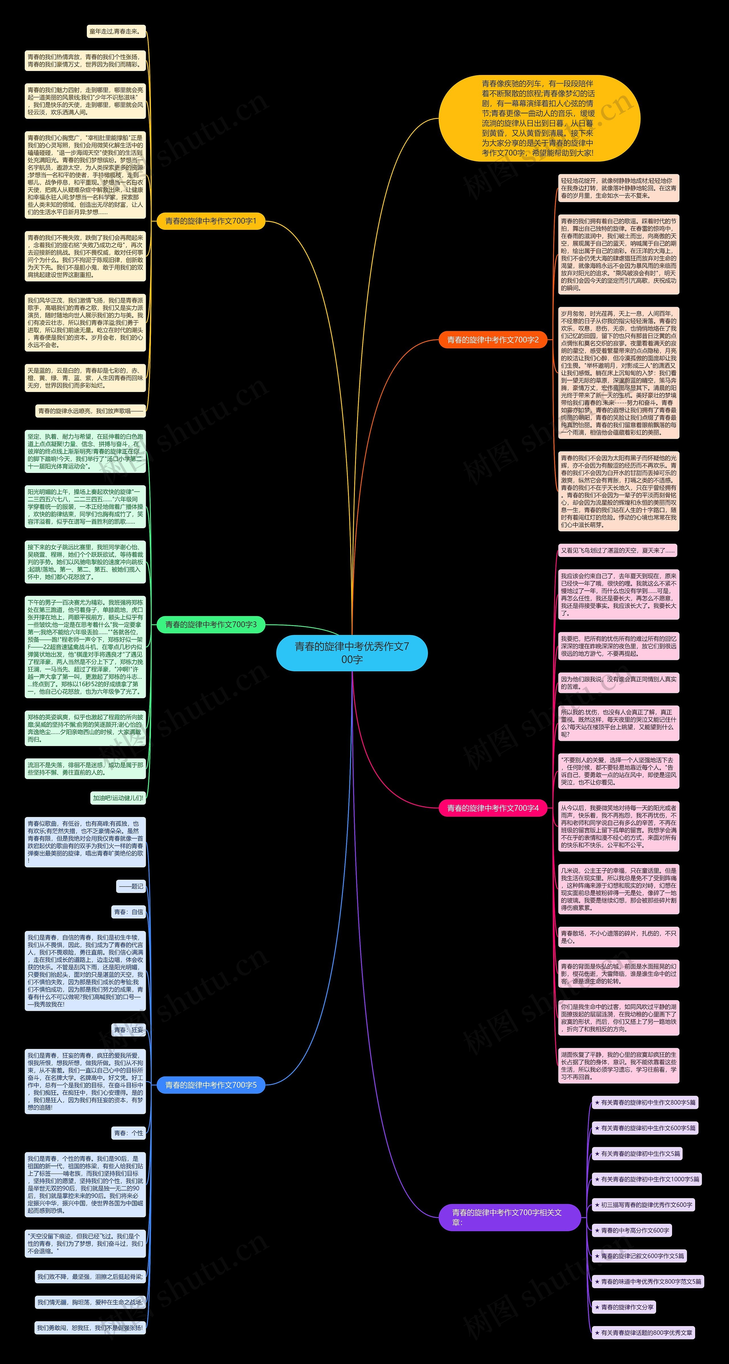 青春的旋律中考优秀作文700字思维导图