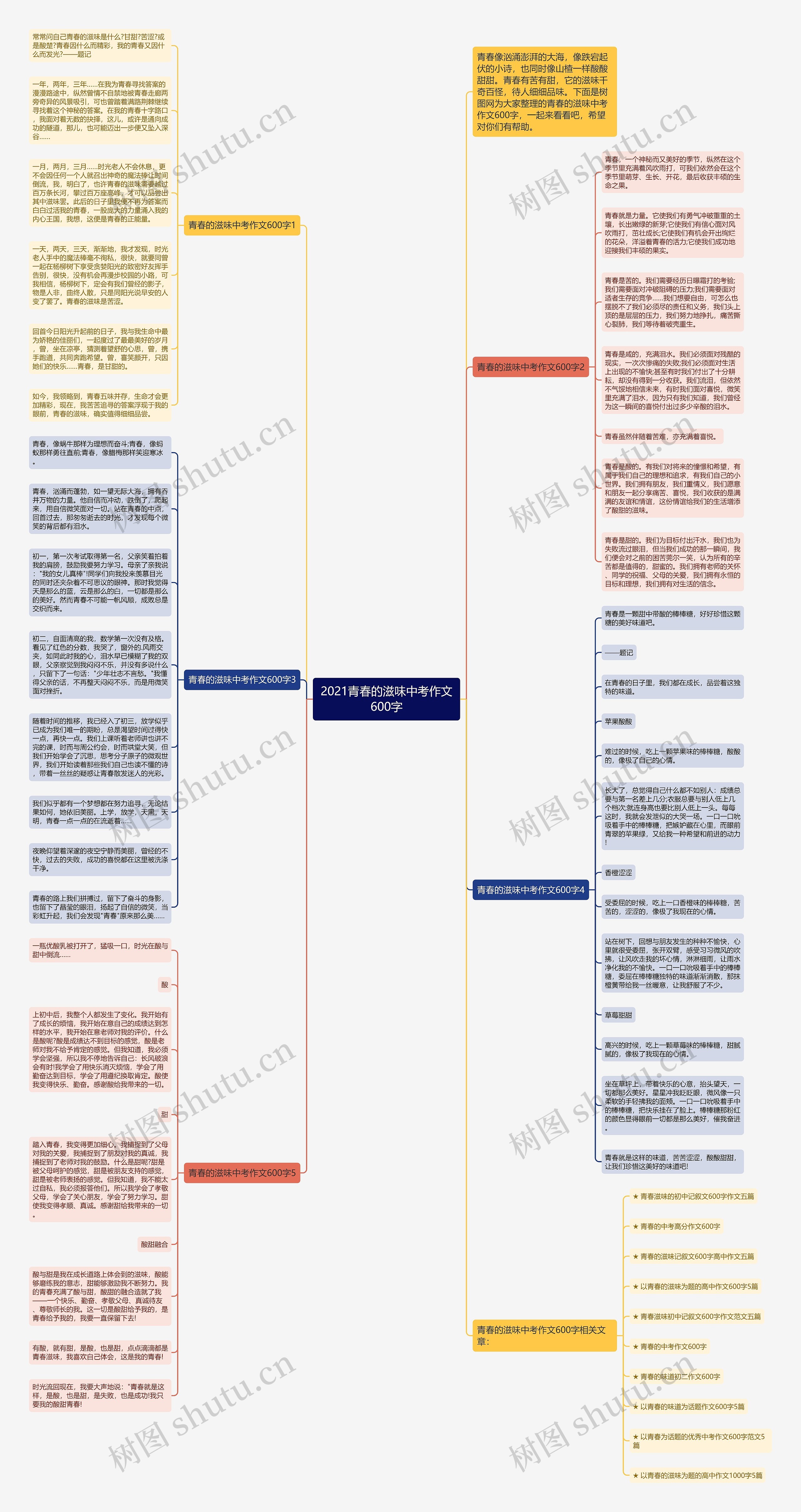 2021青春的滋味中考作文600字思维导图